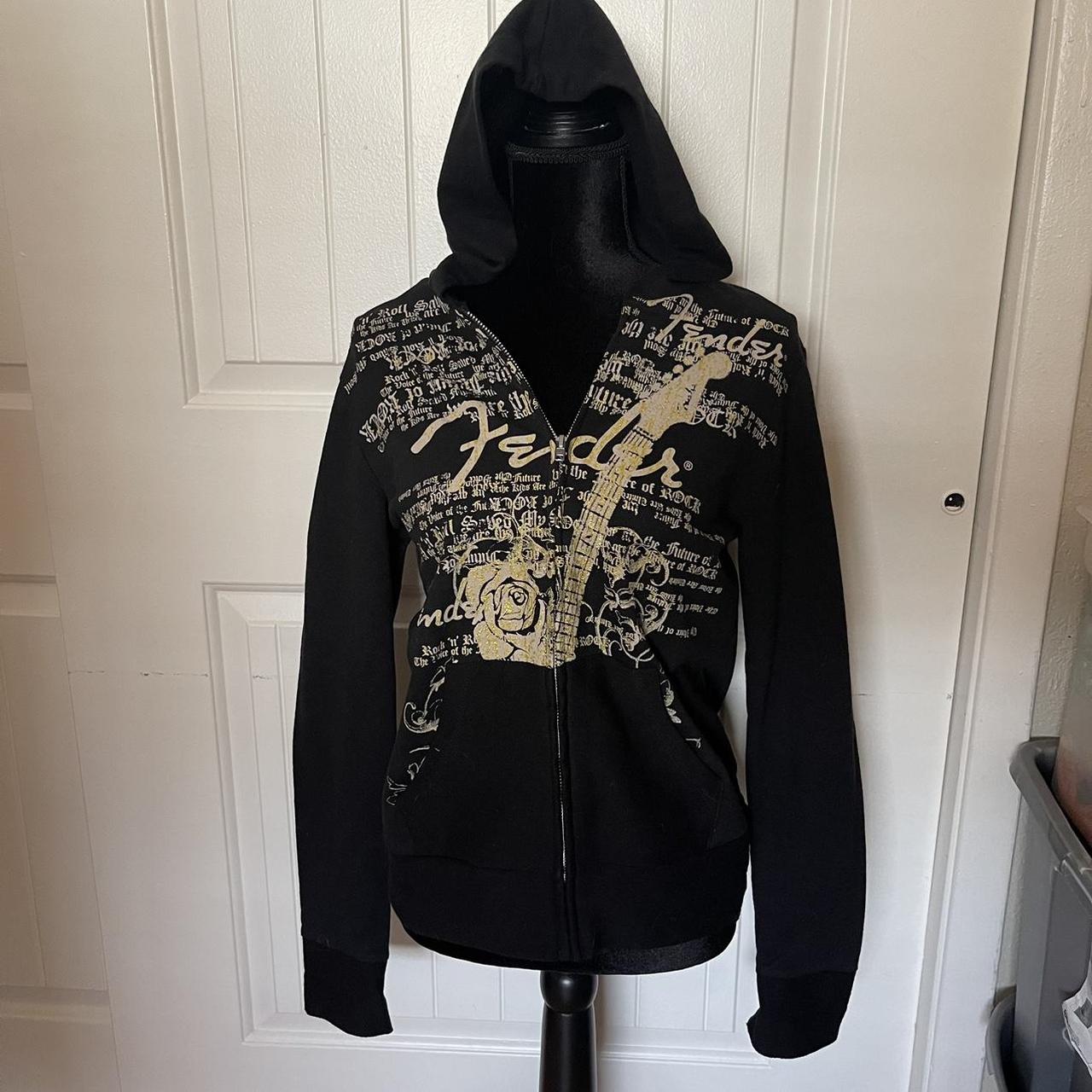 y2k grunge emo fender graphic zip up hoodie! Depop