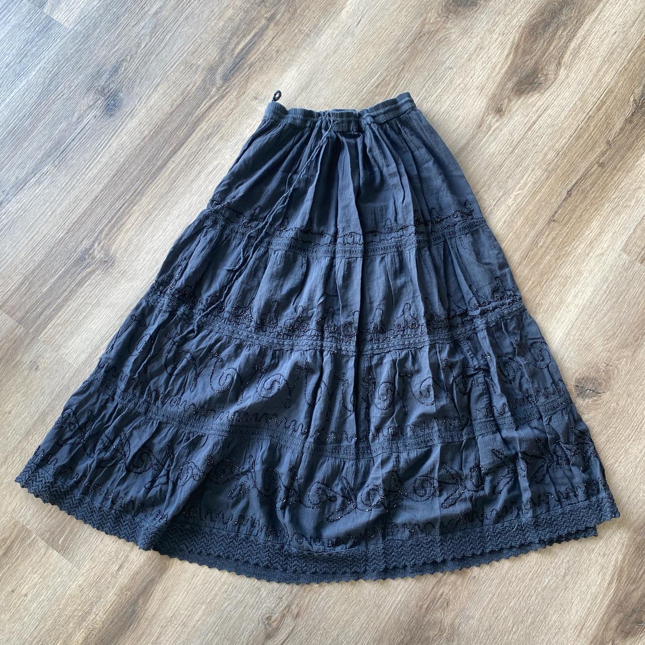 Vintage Bohemian Charcoal Maxi Skirt Free Size 100%... - Depop