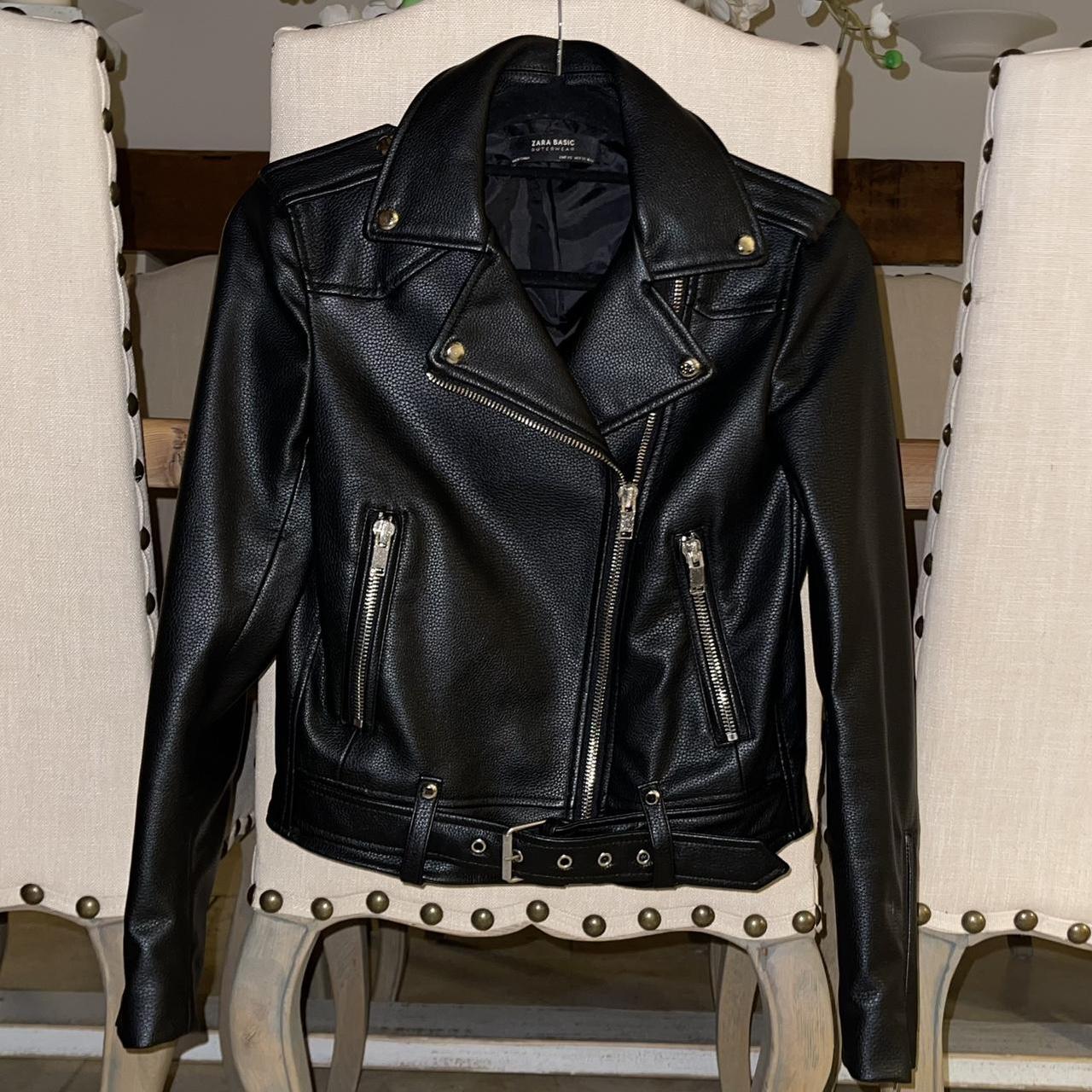 Womens Jacket Zara Faux Leather Jacket With Zips ZARA BLACK FAUX