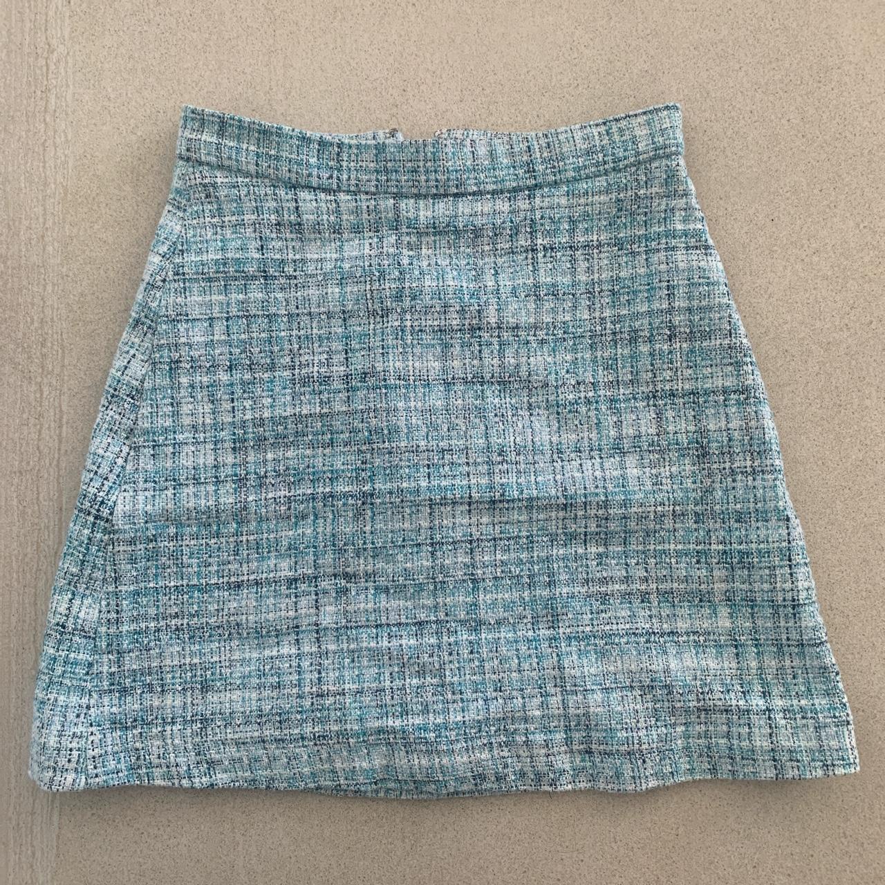 Kookai blue tweed skirt In perfect condition Size 34 - Depop