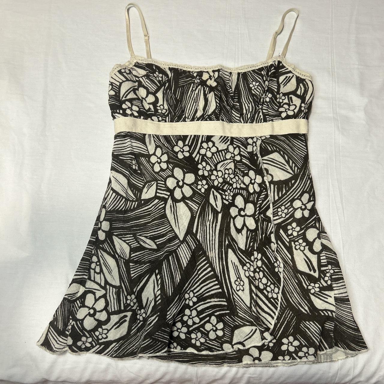 Y2k 2000s Charlotte russe brown & white floral cami... - Depop