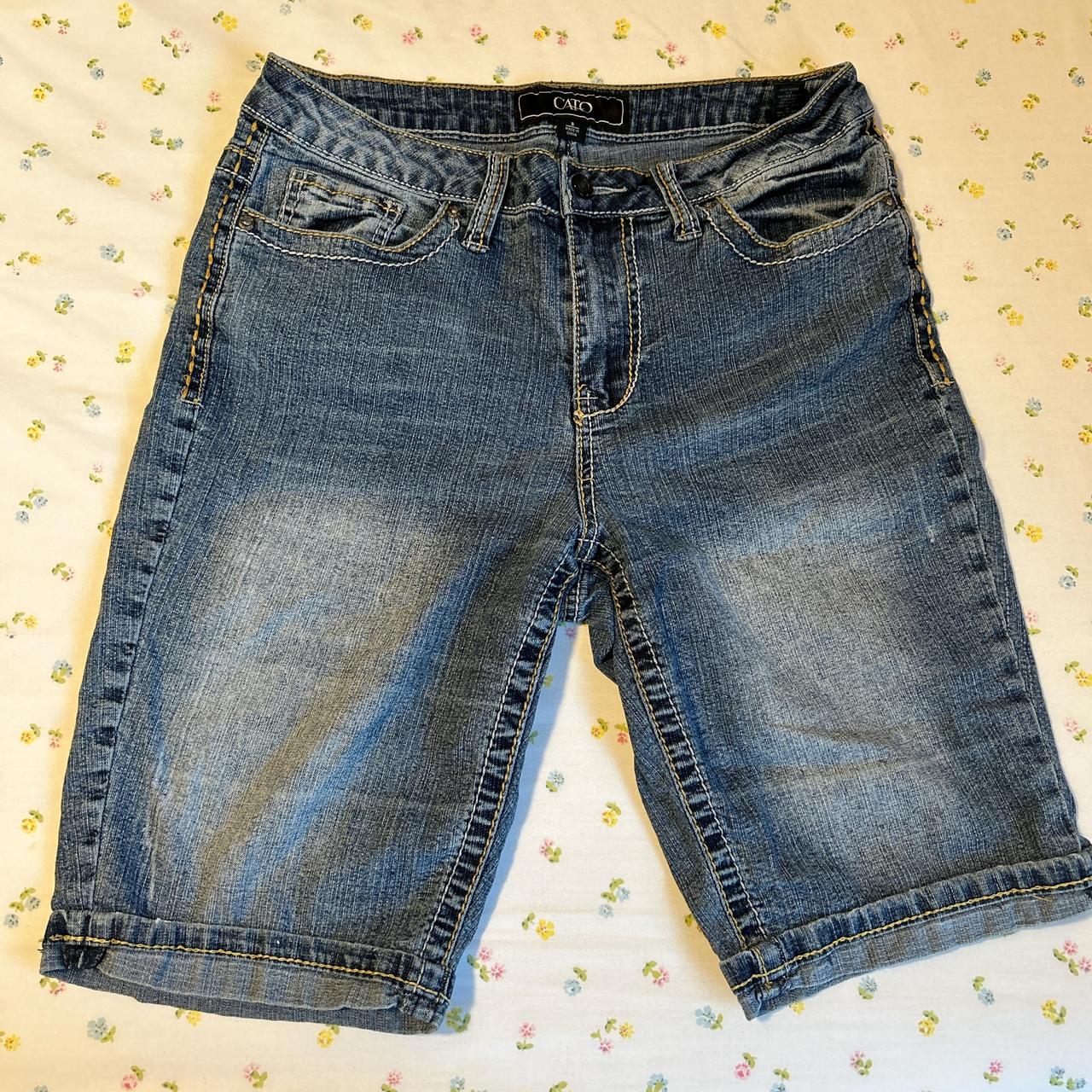 Cato Bermuda denim jean shorts Labeled size 8 Light... - Depop