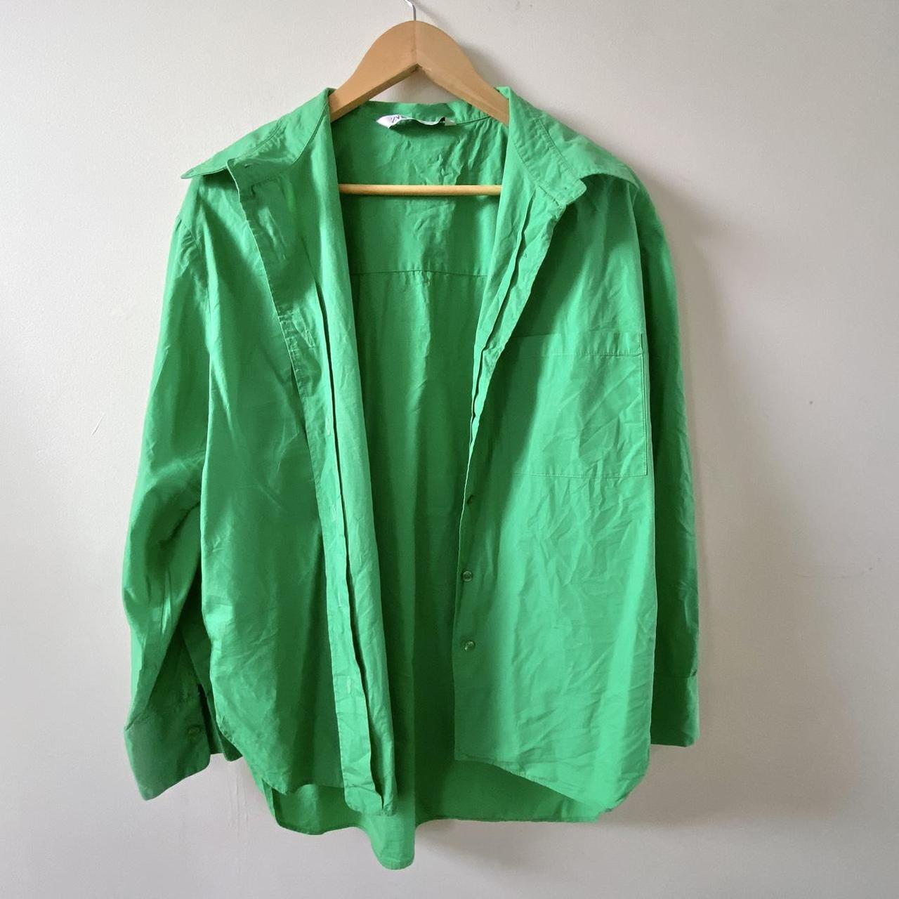 Zara green button up shirt zara green top shirt... Depop