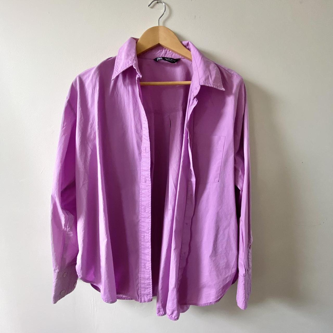 Zara lilac pink button up shirt. #zara #shirt... - Depop