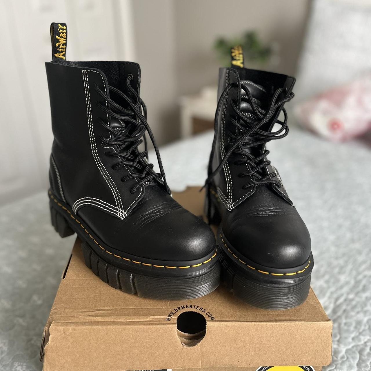 Dr martens white store stitching