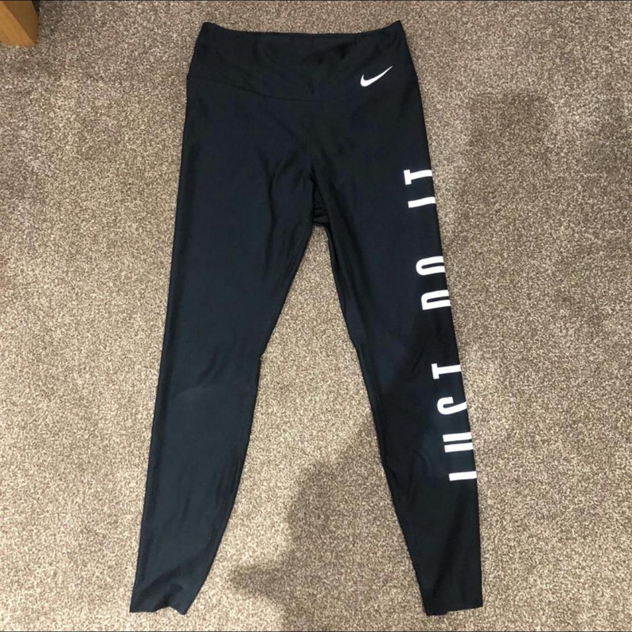 Nike black and white dri fit leggings tights for gym - Depop