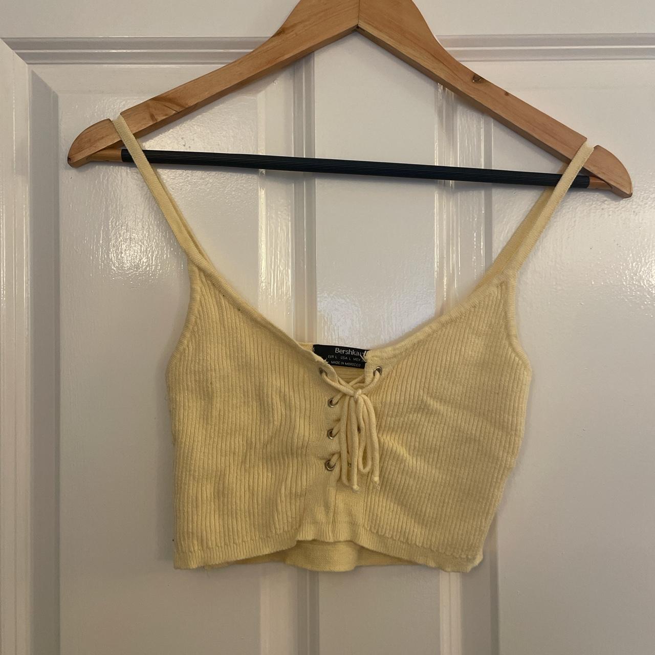 Bershka yellow corset crop top - Depop