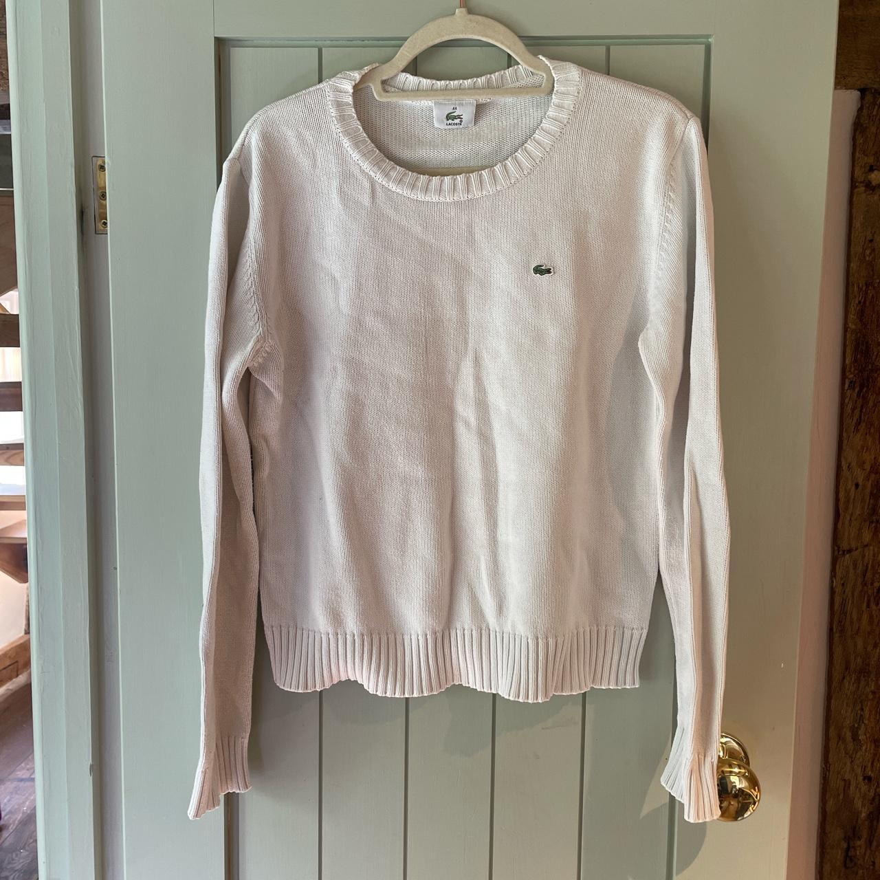 Lacoste cream knitted crew neck jumper size 1416 Depop