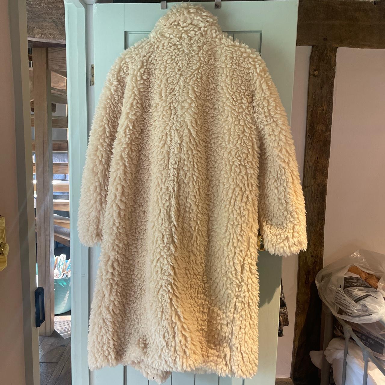 Pull and bear shearling fluffy long oversized coat - Depop