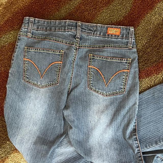 Vintage Apollo Jean cropped leather embroidered jean - Depop