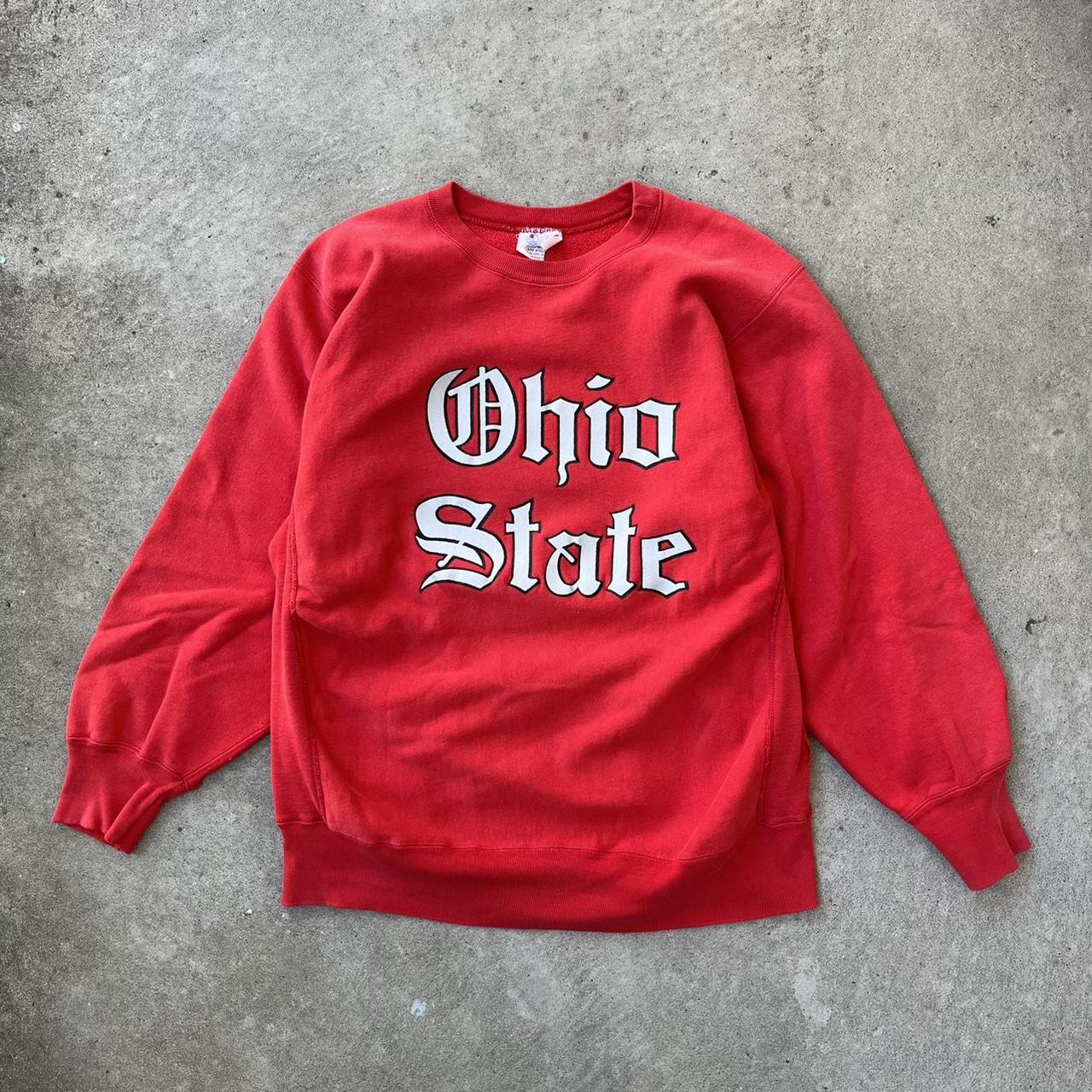 Vintage 80s Champion Reverse Weave Ohio State - Red... - Depop