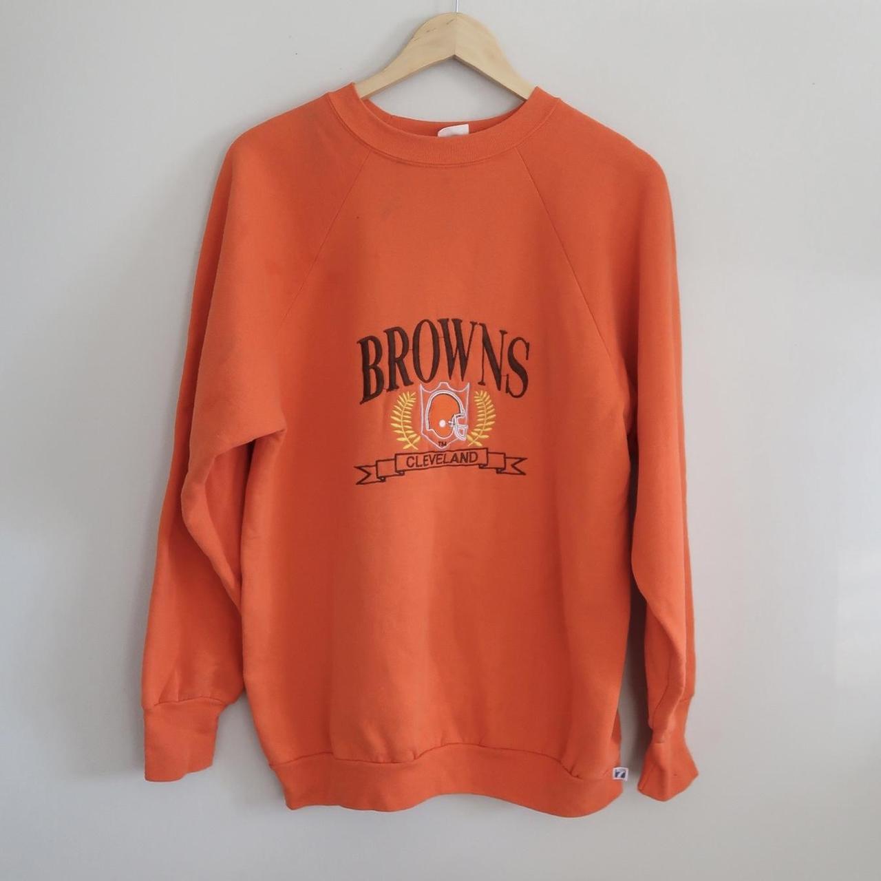 Classic Cleveland Ladies Crew Sweater - Brown and Orange