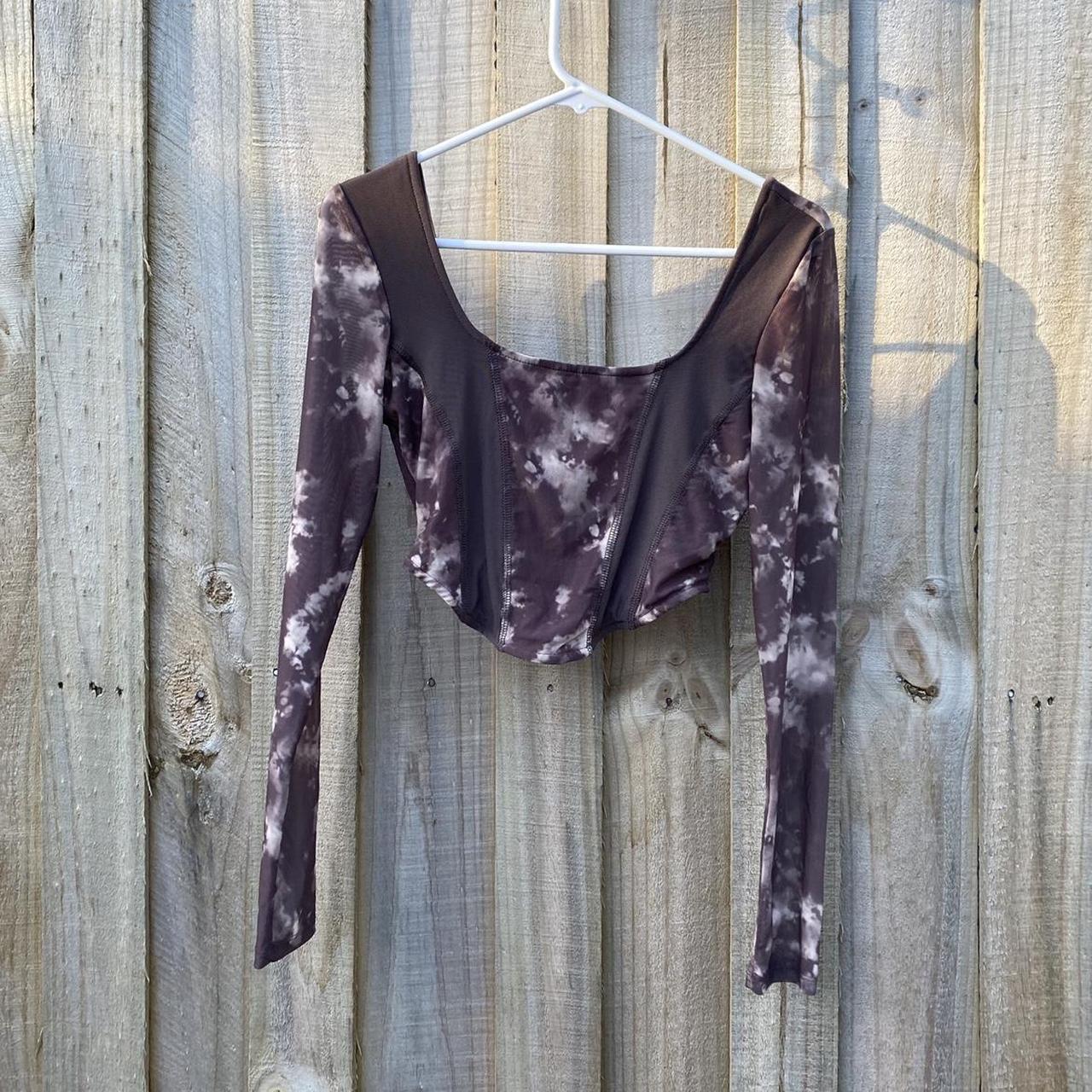 Glassons Brown Long Sleeve Top Mesh sleeves... Depop