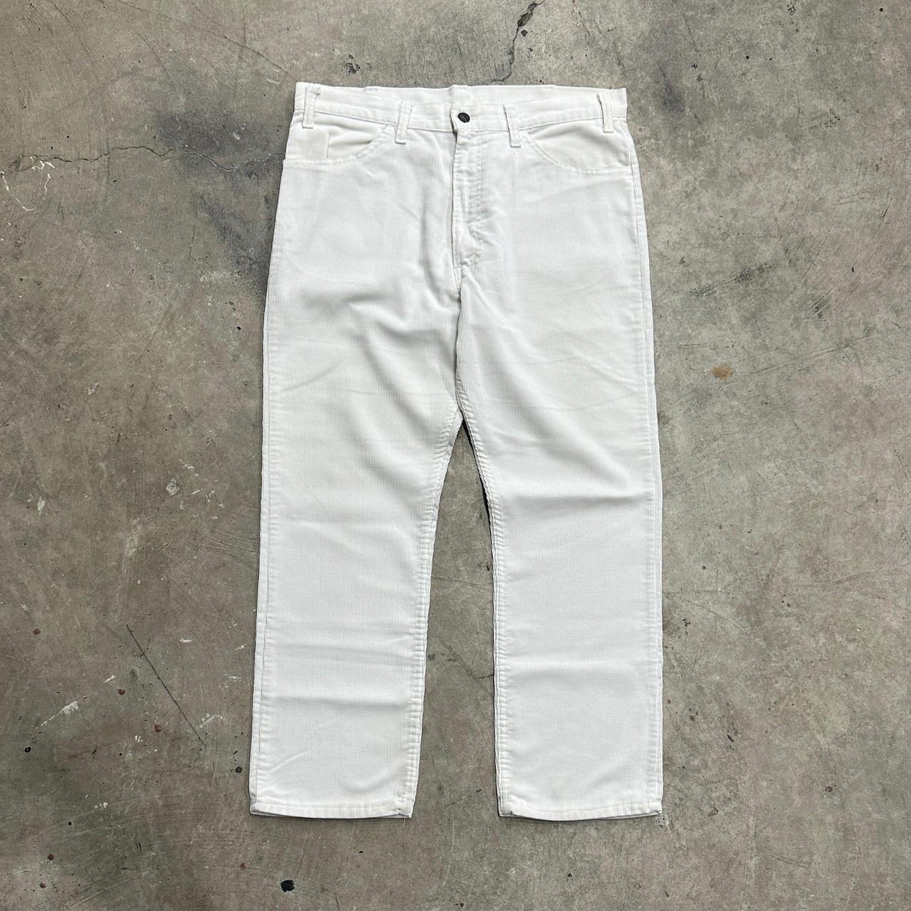 Vintage 1980s Levi's 519 Dove White Cordury Pants - Depop