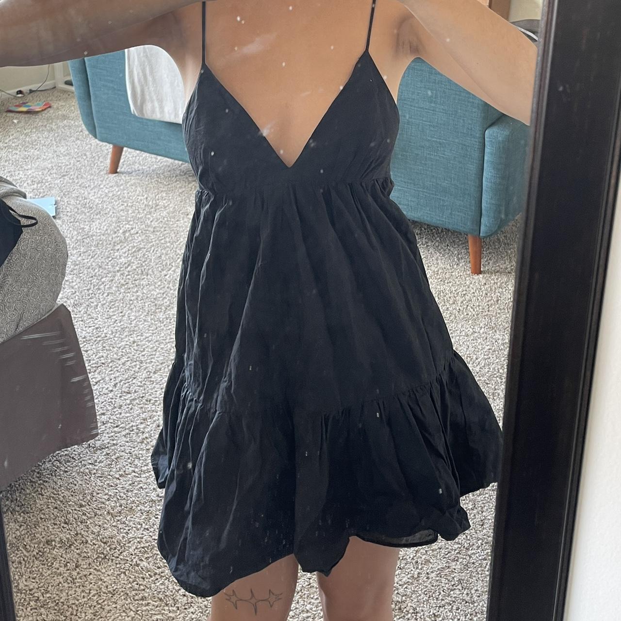 Tiered black dress Tie in the back so can fit XS-M - Depop