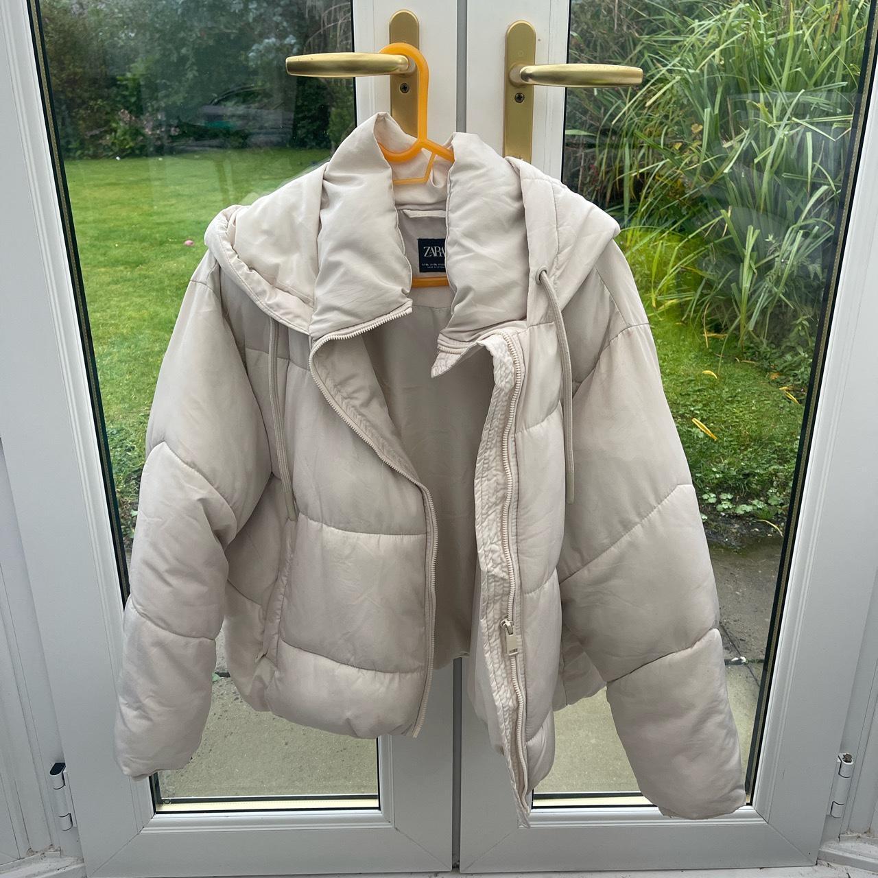 Hooded cream Zara puffer coat Worn a few times... Depop