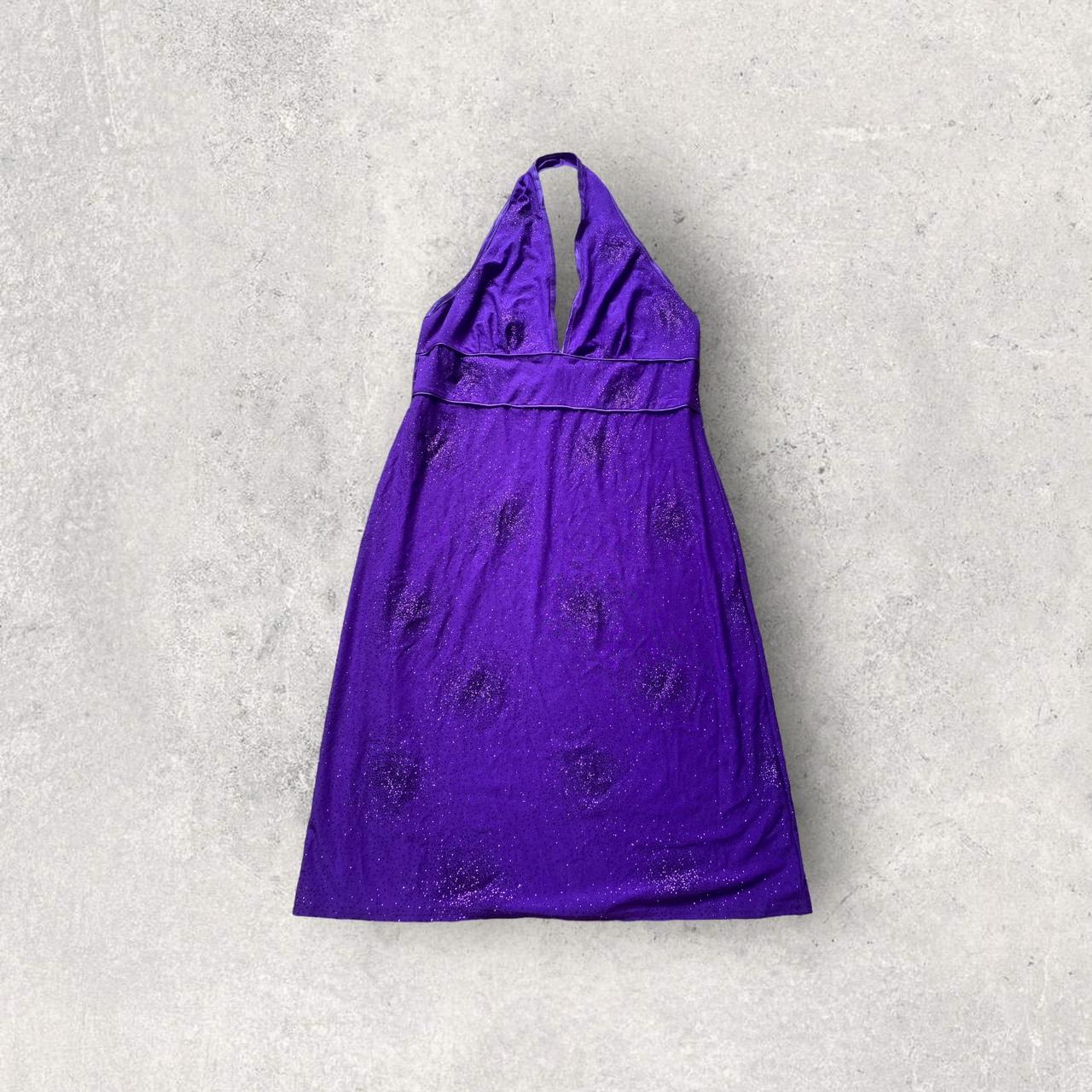 Halter neck purple dress, glitter detail Size on... Depop
