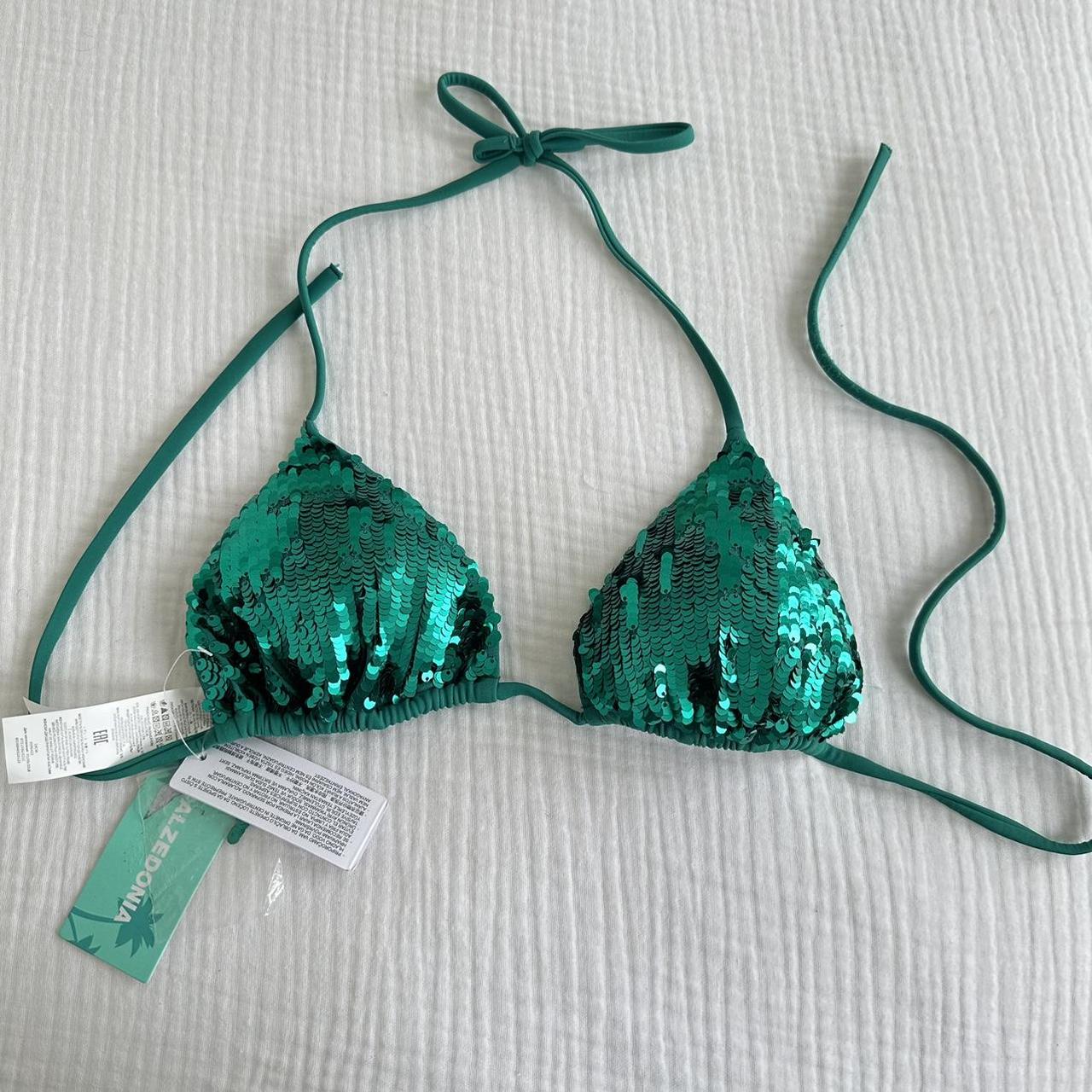 Calzedonia Emerald Green Sequin bikini top Brand