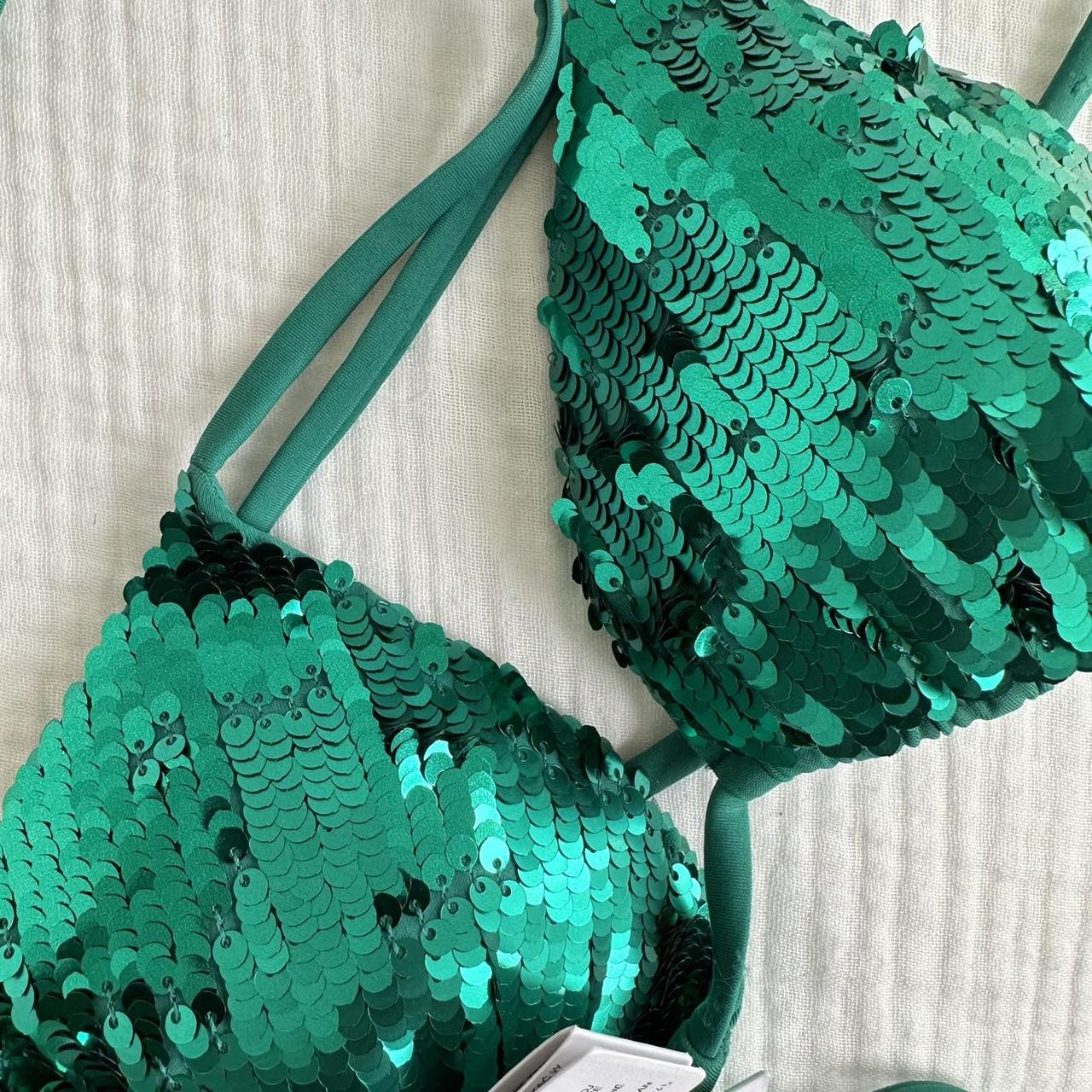 Calzedonia Emerald Green Sequin bikini top • Brand | Depop