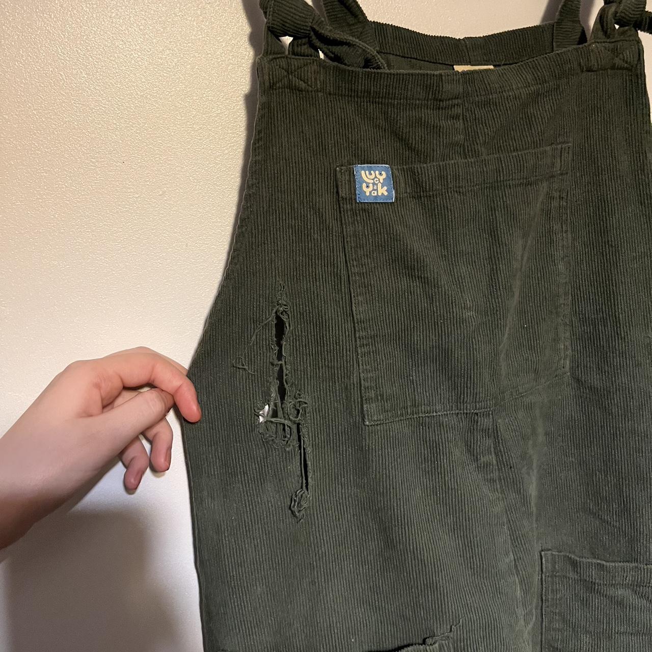 Lucy and Yak Khaki dungarees , Dark green Size... - Depop