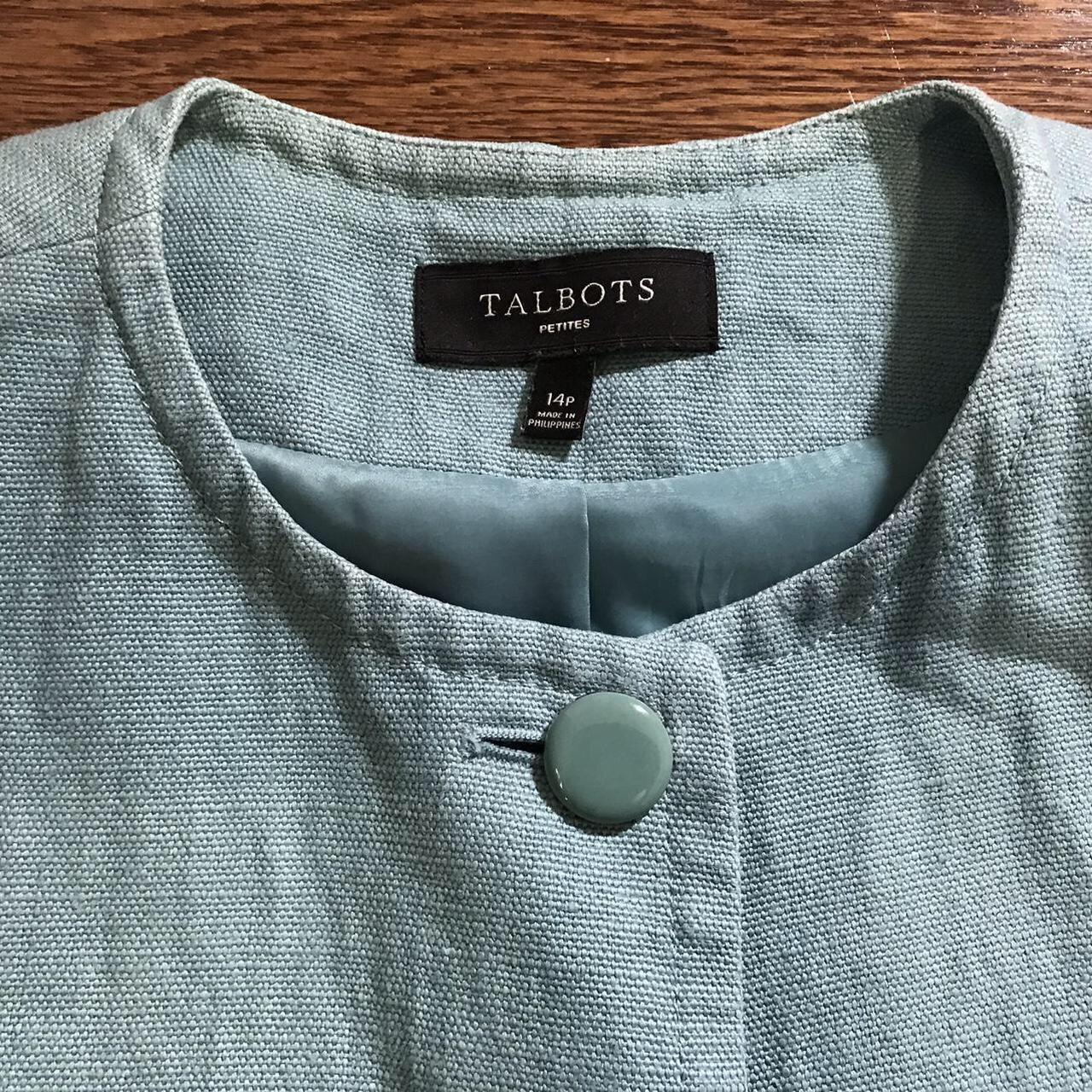 Talbots Blue and Tan Cotton Blend Soft Blazer Size - Depop