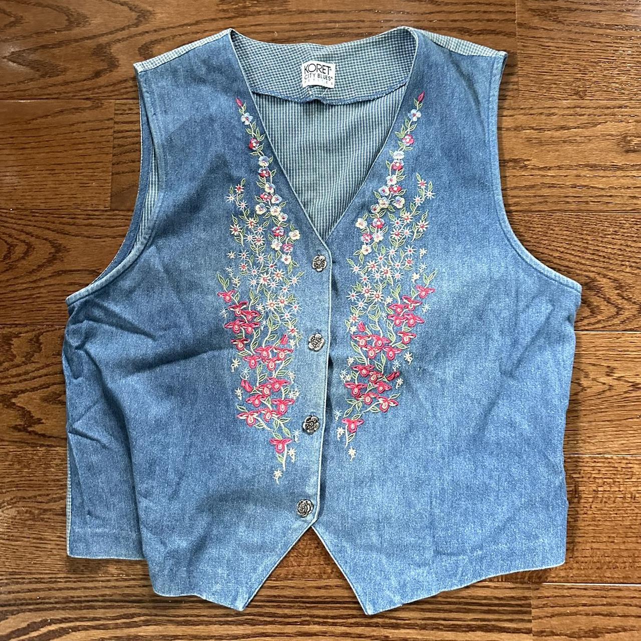 Embroidered best sale denim vest