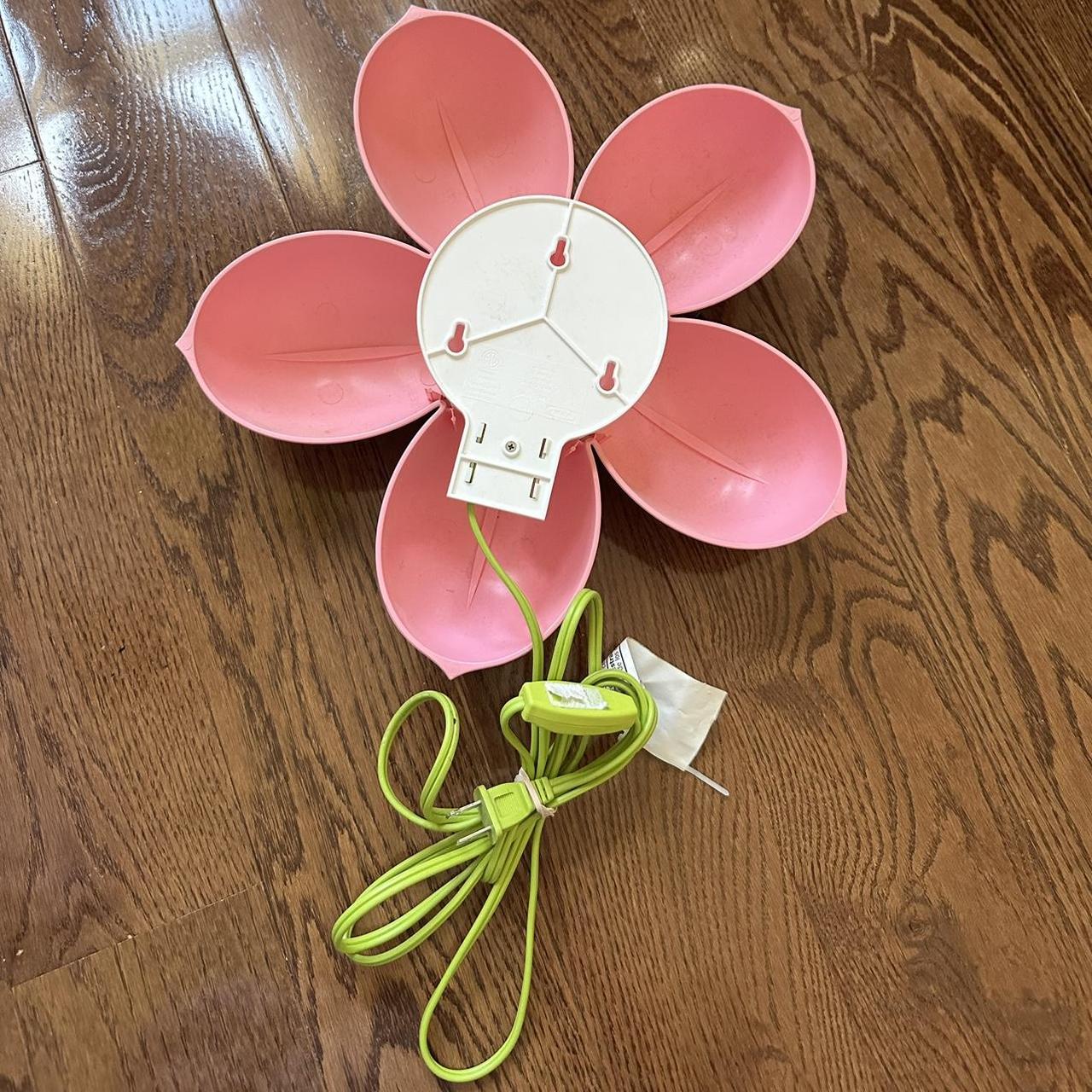 IKEA Pink Flower Wall Lamp •cute green cord Depop