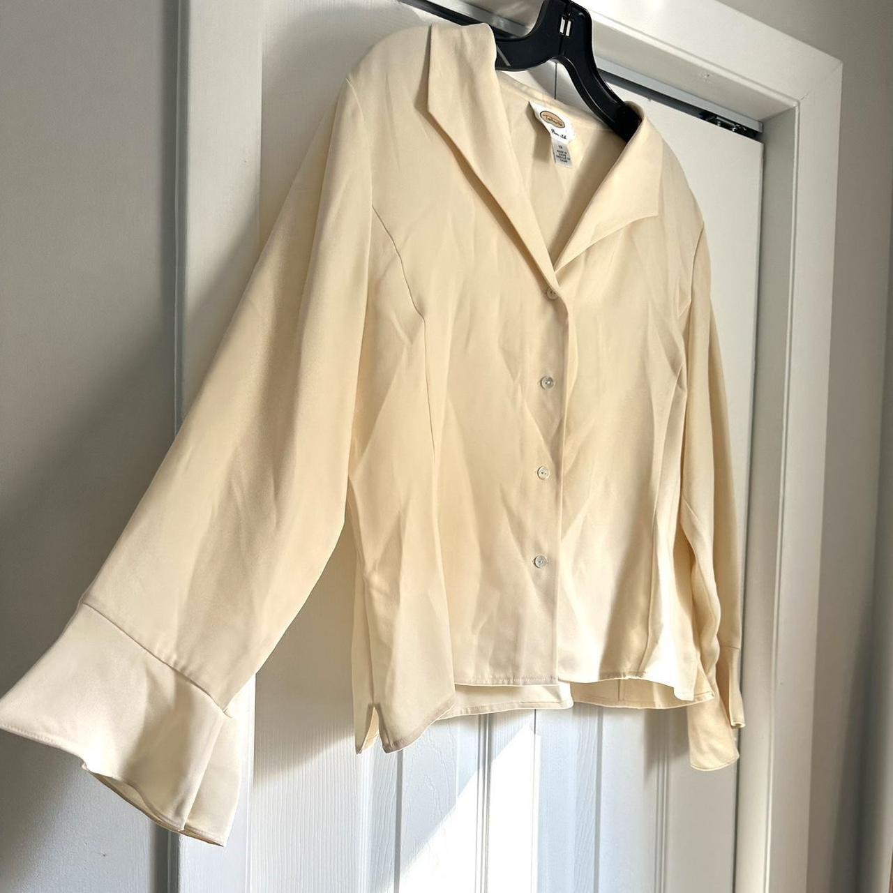 Vintage Talbots Cream Silk Blouse Top •100% Depop