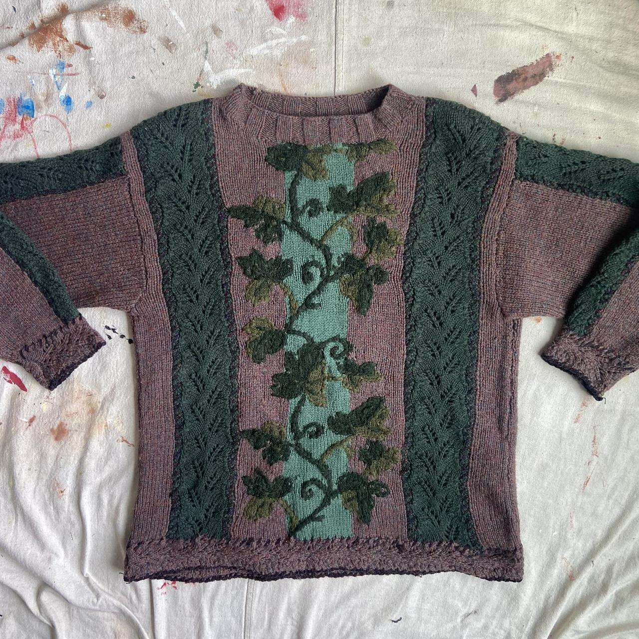 Rare vintage 90s vine sweater in beautiful brown and...