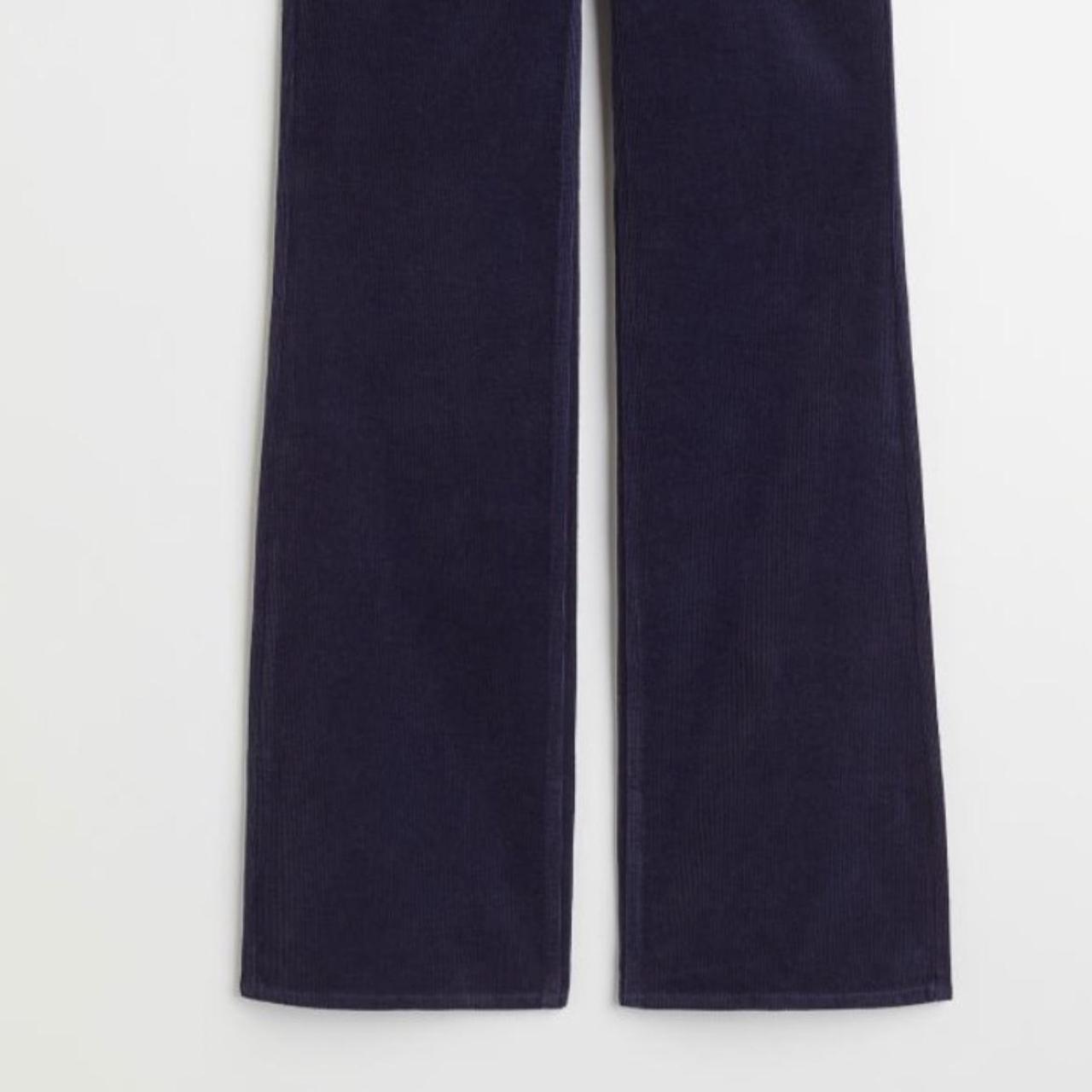 Navy blue flared corduroy pants. Low rise and... Depop