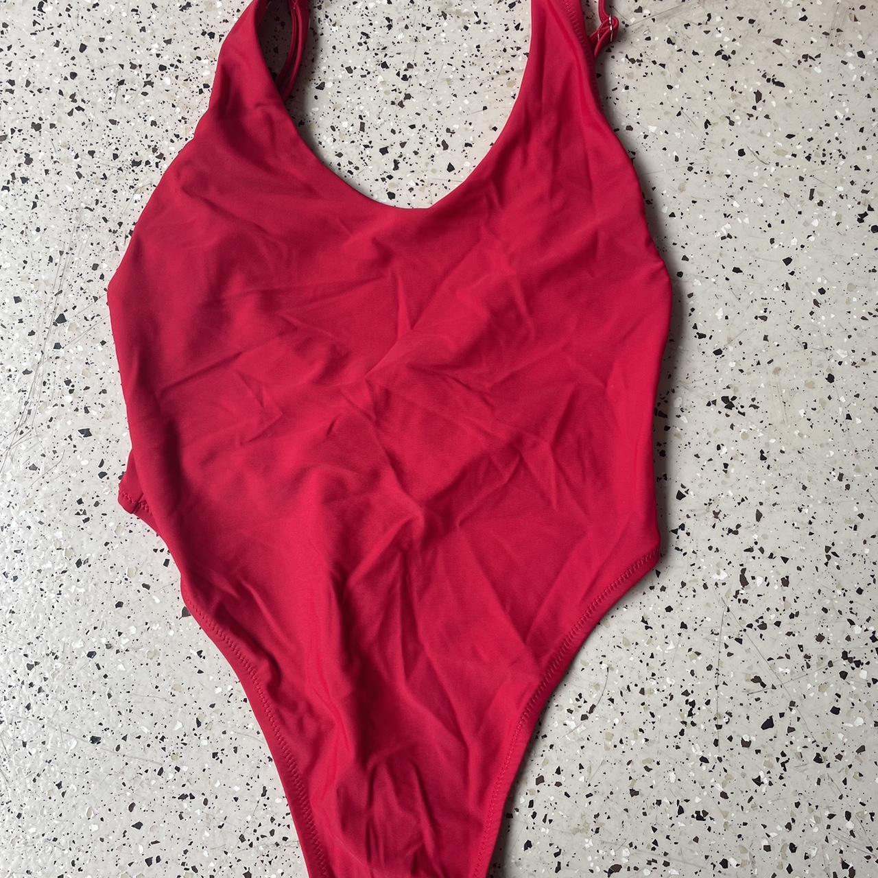 Womens Red One Piece Thong Swimsuit Low Cut Depop