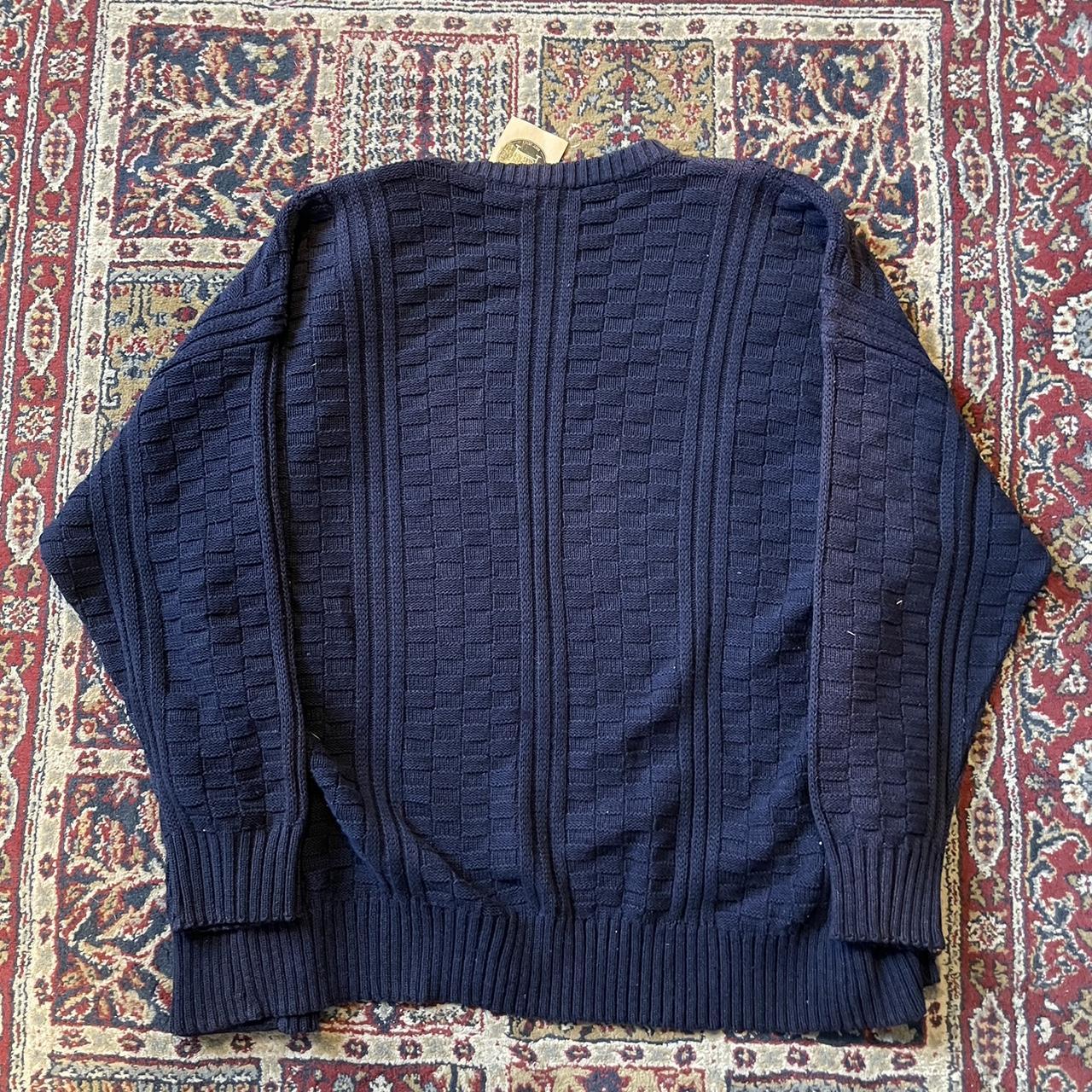 90s Adidas Navy blue waffle knit knitwear cardigan... - Depop
