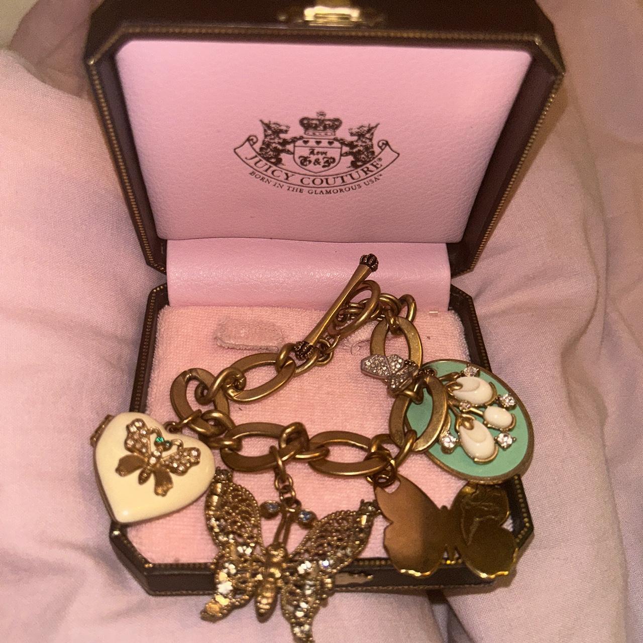 Juicy Couture charm bracelet featuring a crystal - Depop