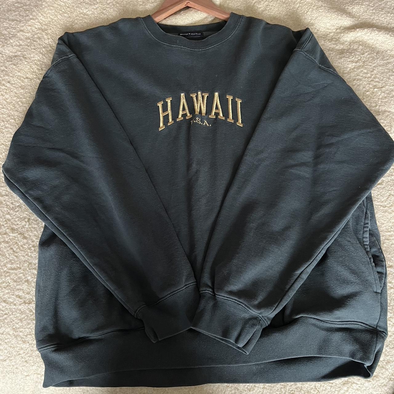 Forest Green Brandy Melville ‘Hawaii USA’ sweater.... Depop