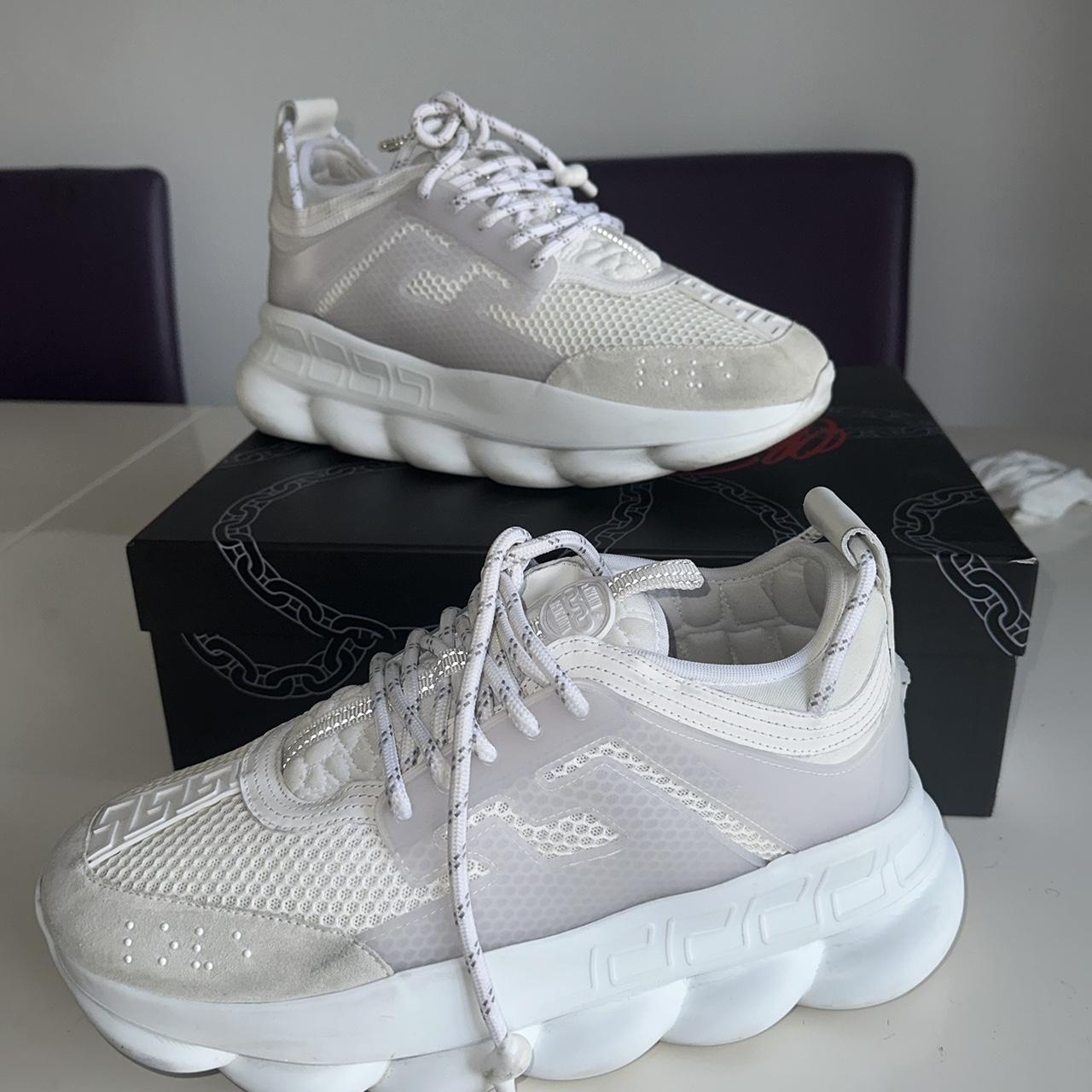 White Versace Chain Reaction Uk size 10 but fit... - Depop
