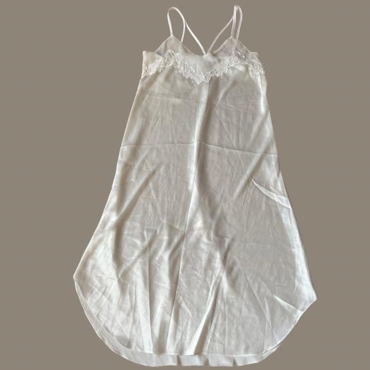 Beautiful white vintage slip dress with floral lace... - Depop
