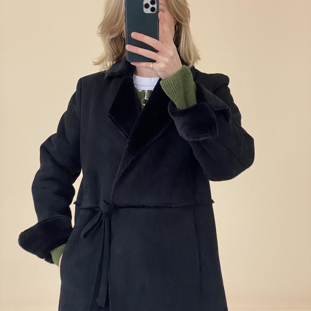 Black Faux Suede Coat 〰 Faux suede 〰 Lined with... - Depop