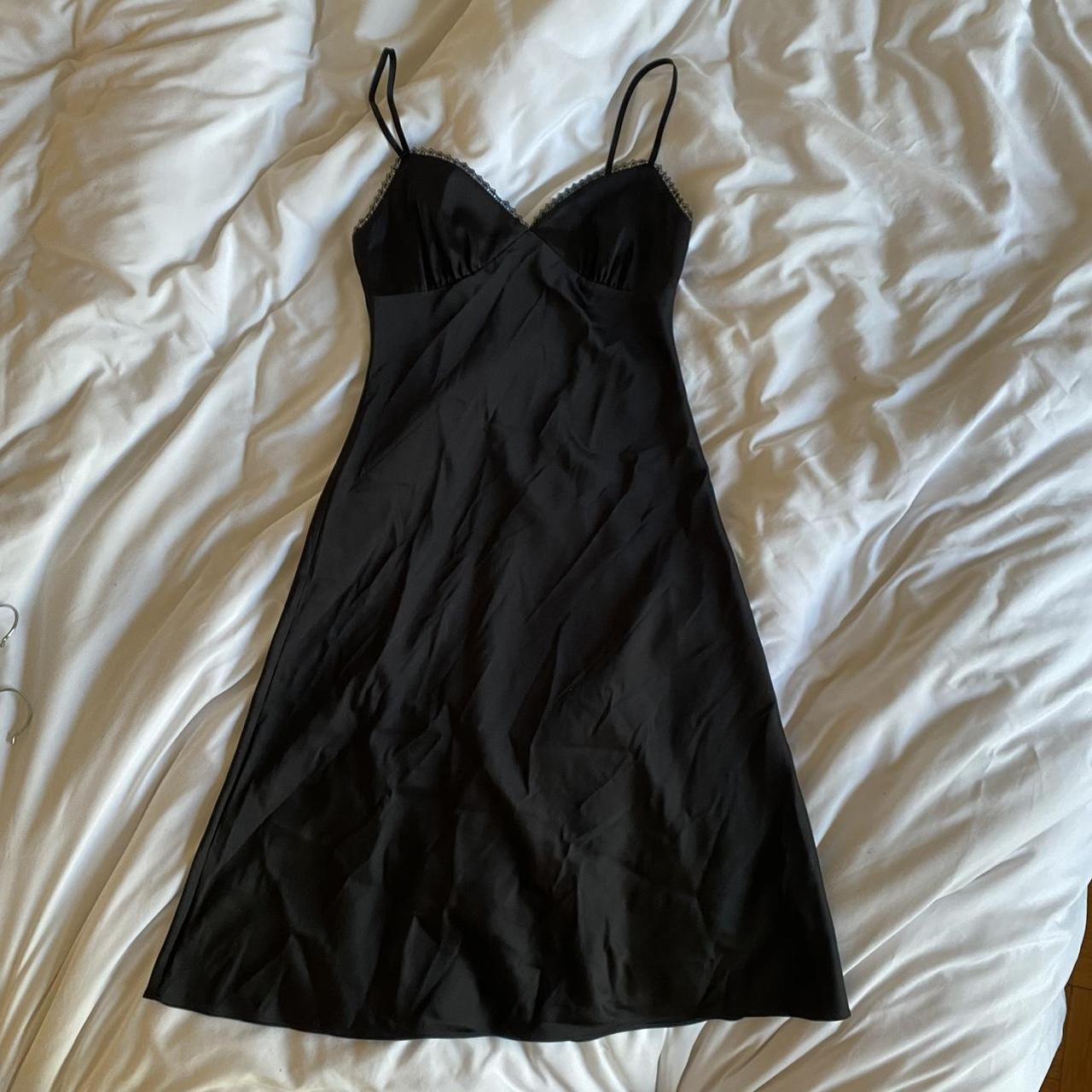 aritizia sunday best black silk midi dress size... - Depop