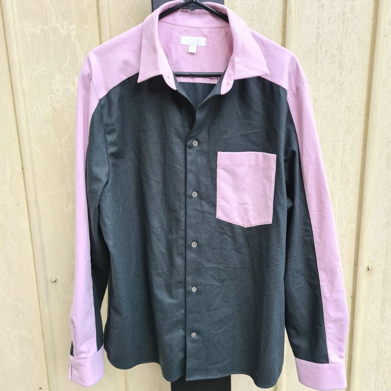 COS Pink/Green Wool Button Up Shirt Cashmere Blend | Depop COS Pink/Green Wool Button Up Shirt Cashmere Blend | Depop