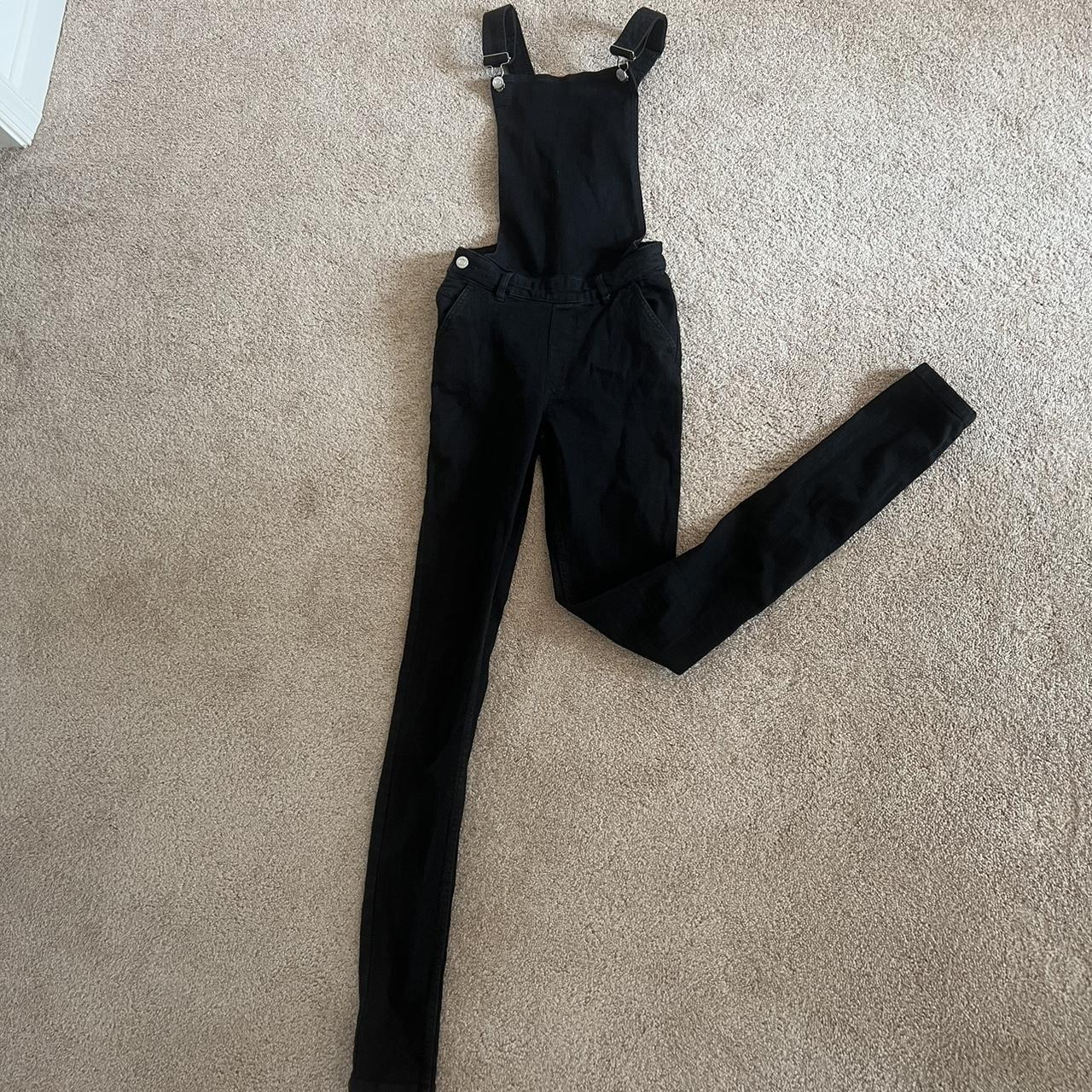 Ladies Dungarees Black Denim Skinny Overalls SHOWOFF Slim Fit