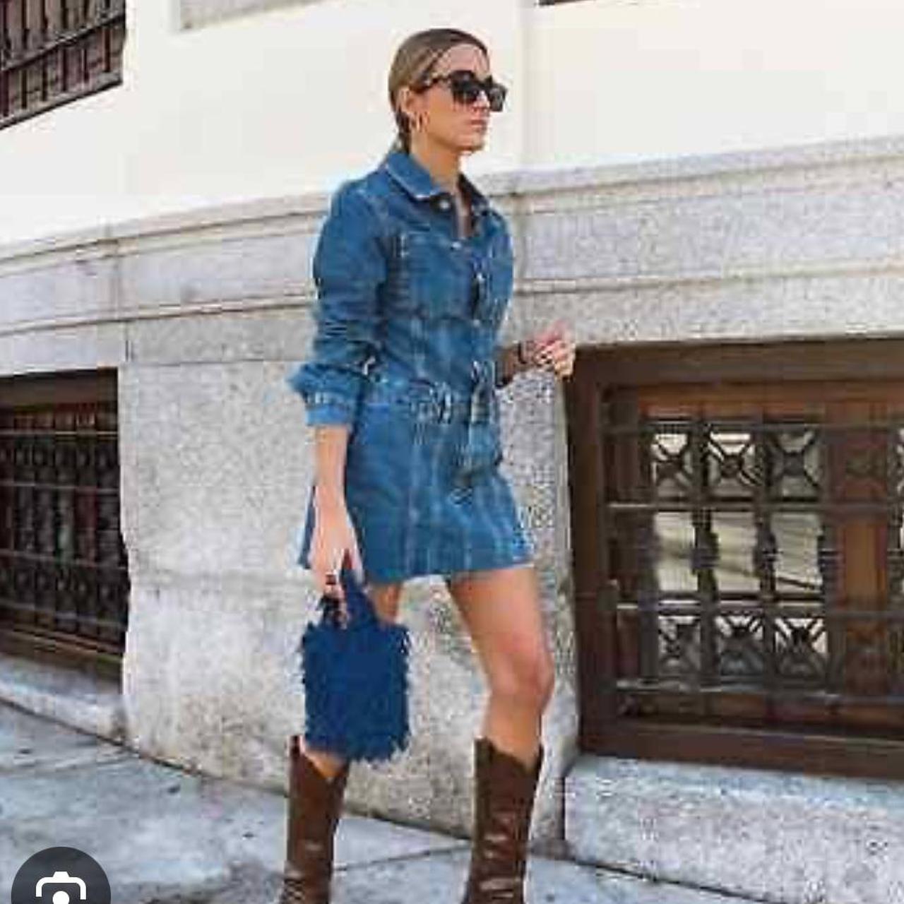 Zara mini denim dress. So cute! Worn few times and... Depop