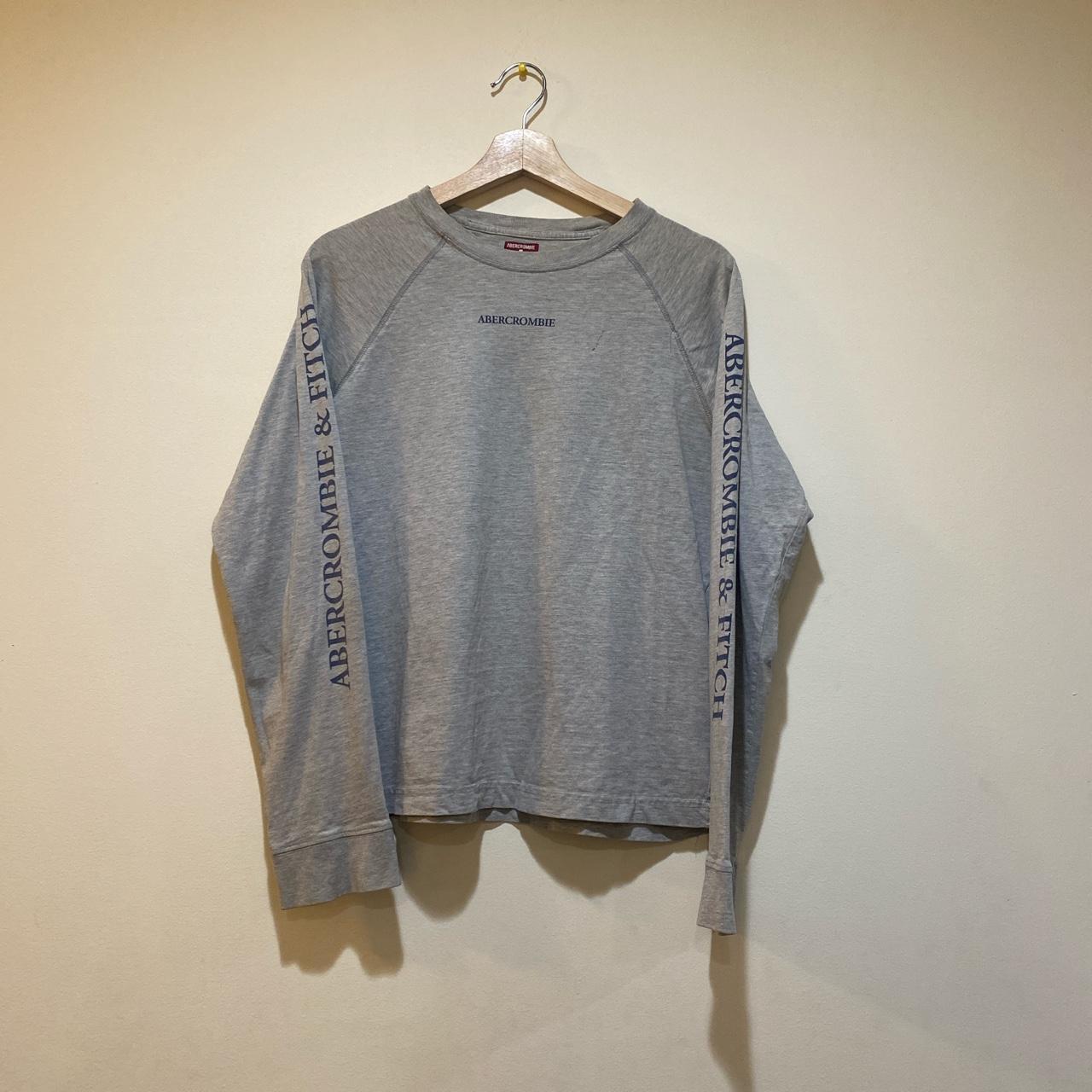 Abercrombie & Fitch Men's Grey and Blue T-shirt | Depop