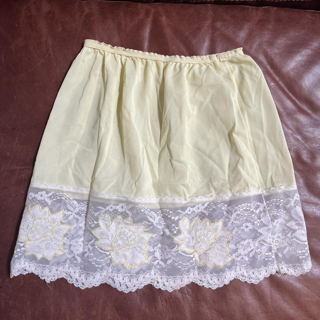 60s/70s lingerie lace mini slip skirt by the brand... - Depop