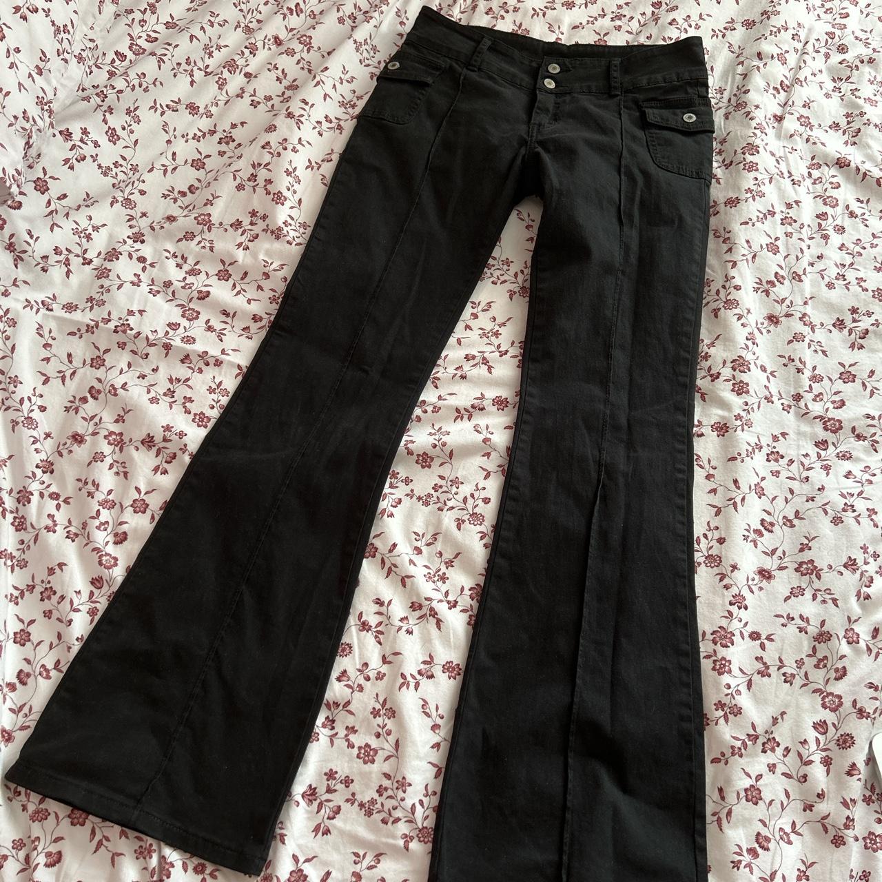 Brandy melville black low waisted trousers Size S... - Depop