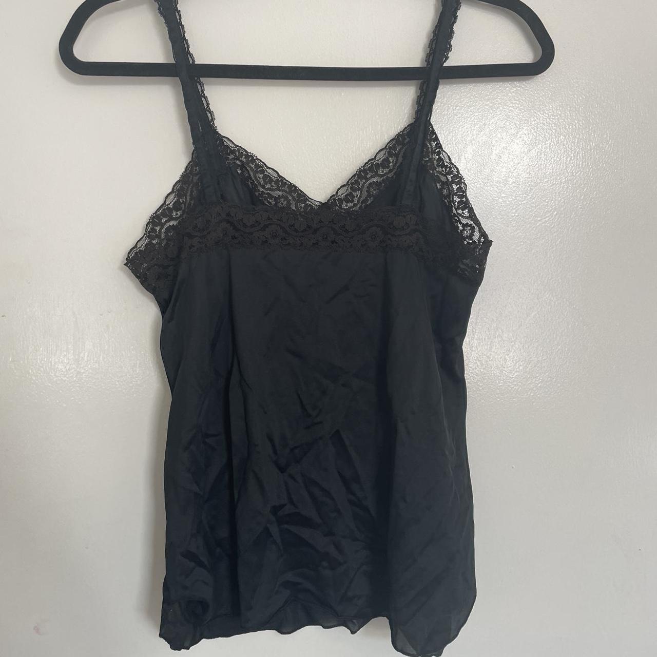 Vintage black lingerie slip vest with lace detailing... - Depop