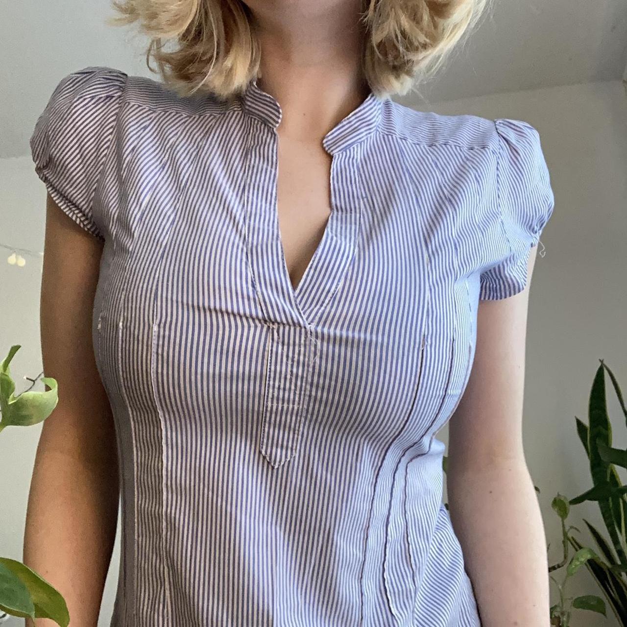 Blue pinstripe office style shirt from Zara💙 Fits... - Depop