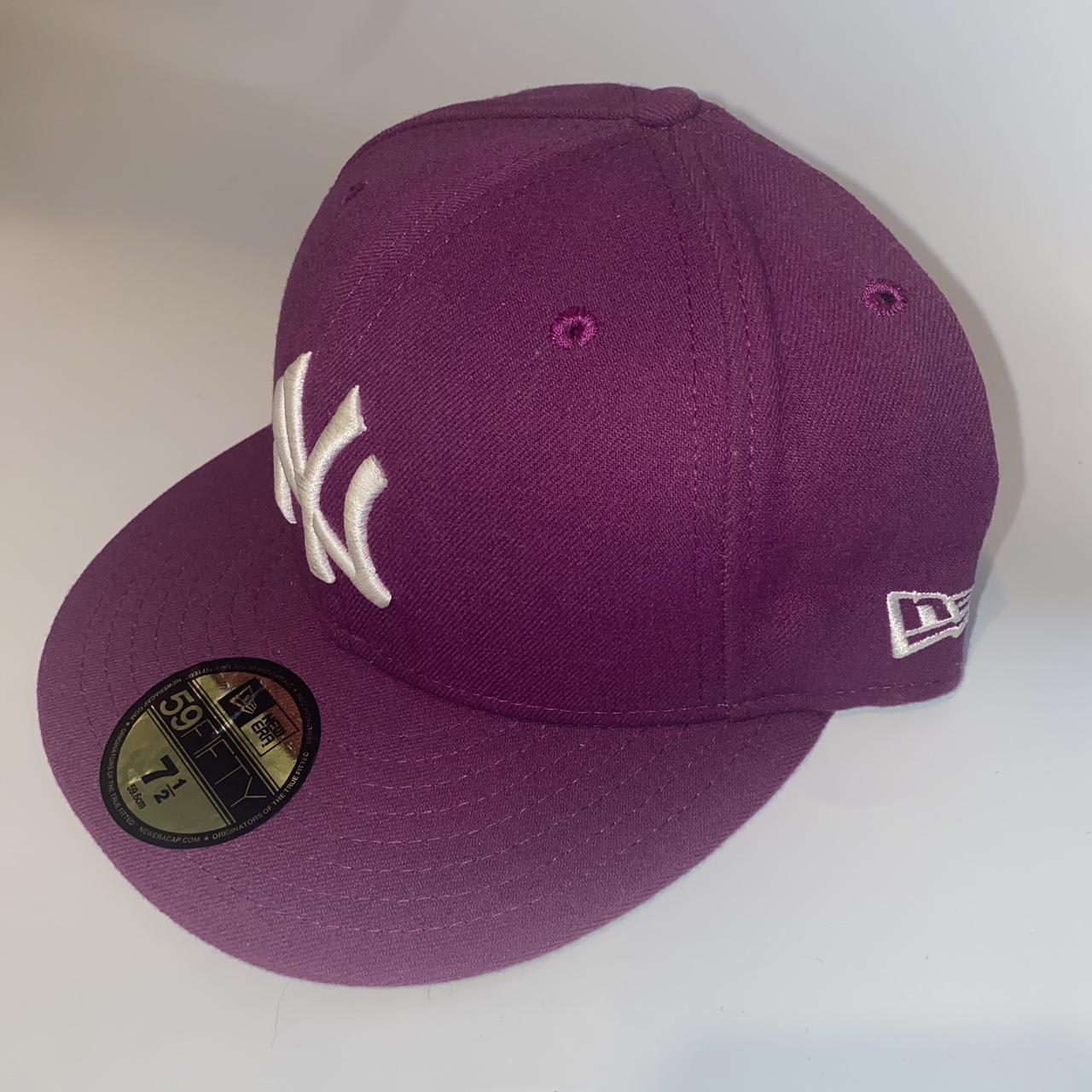 NEW ERA FITTED HAT 59FIFTY LIGHT PINK / PURPLE BRIM. - Depop