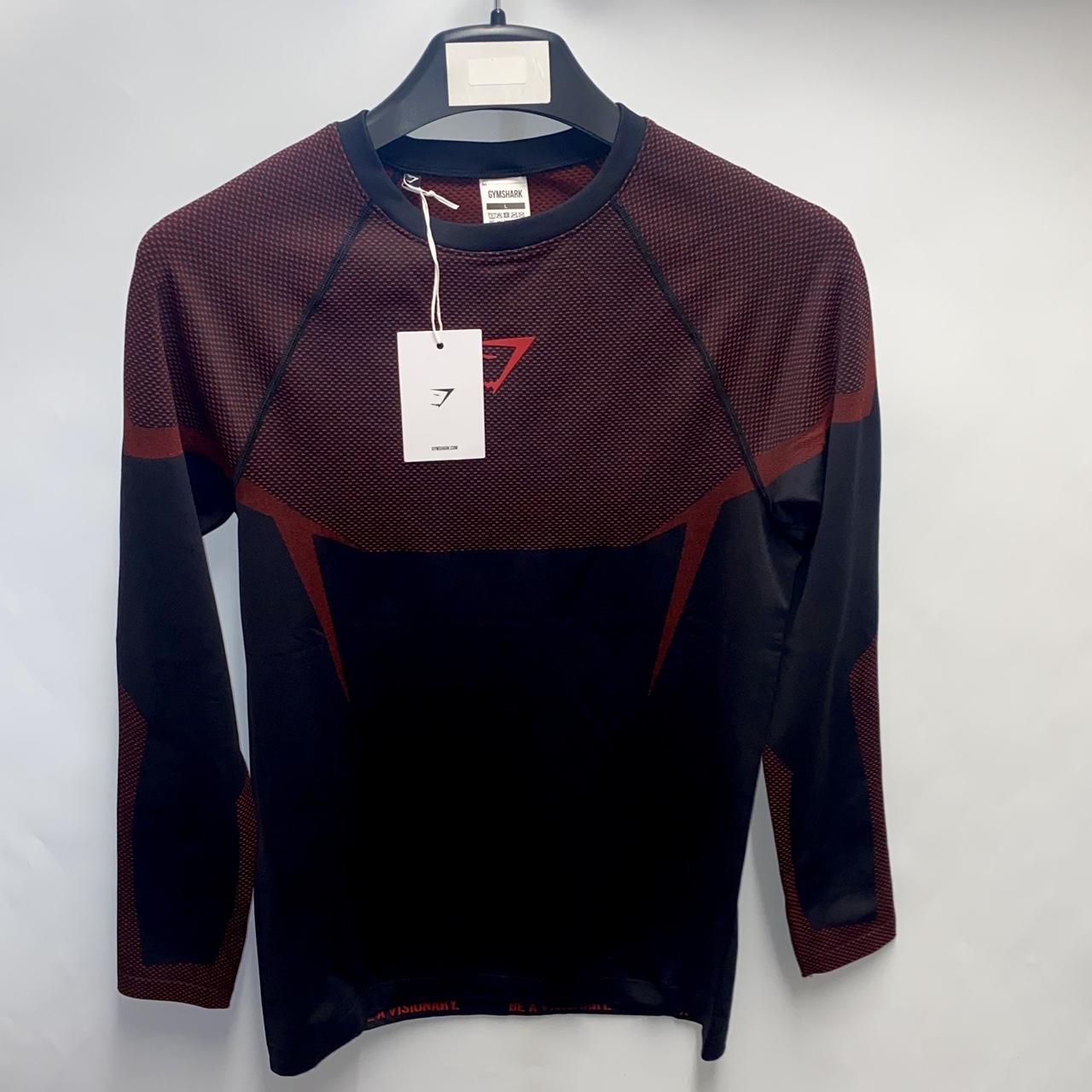 Gymshark Onyx 5.0 Seamless Long Sleeve BLACK/CARMINE | Depop