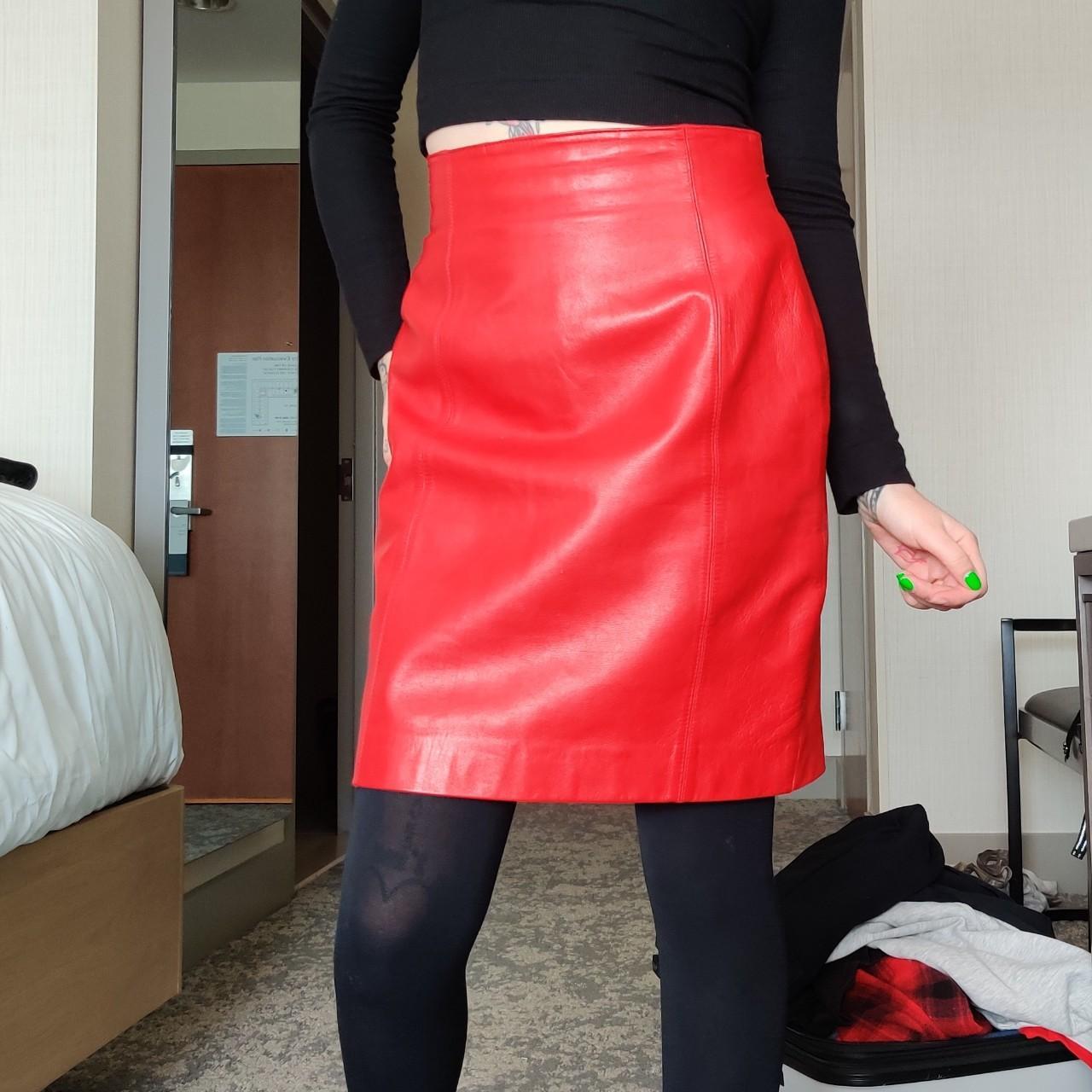 tannery west red leather pencil skirt, soft