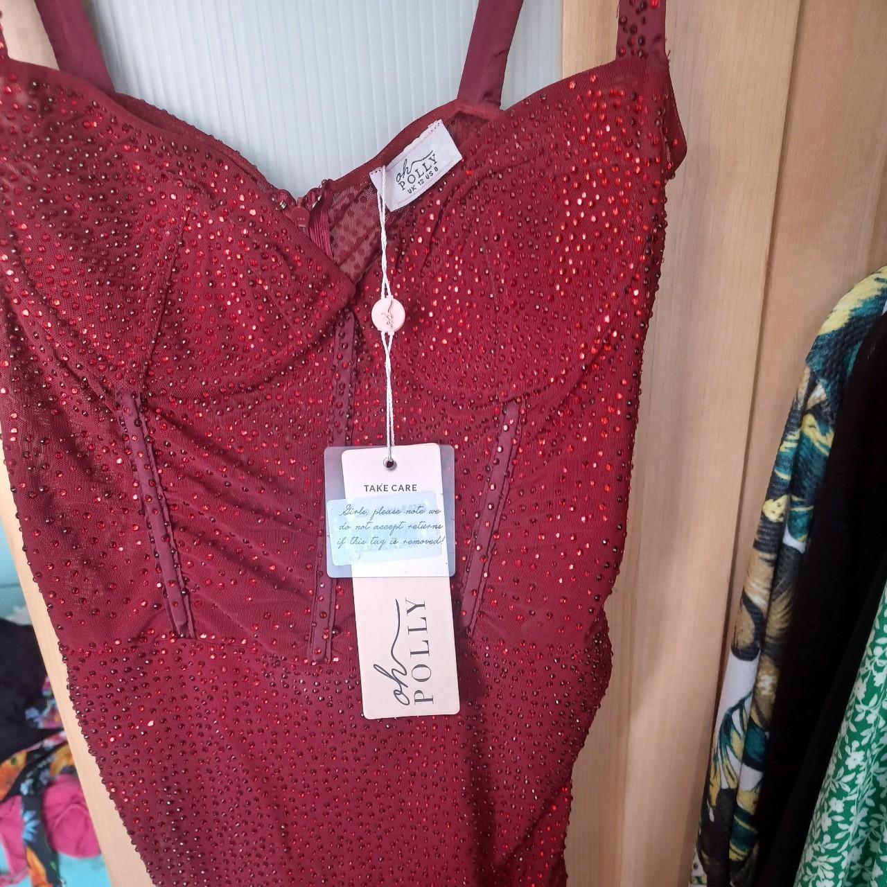 Oh Polly Red Diamanté Dress Brand New with Tags and... - Depop